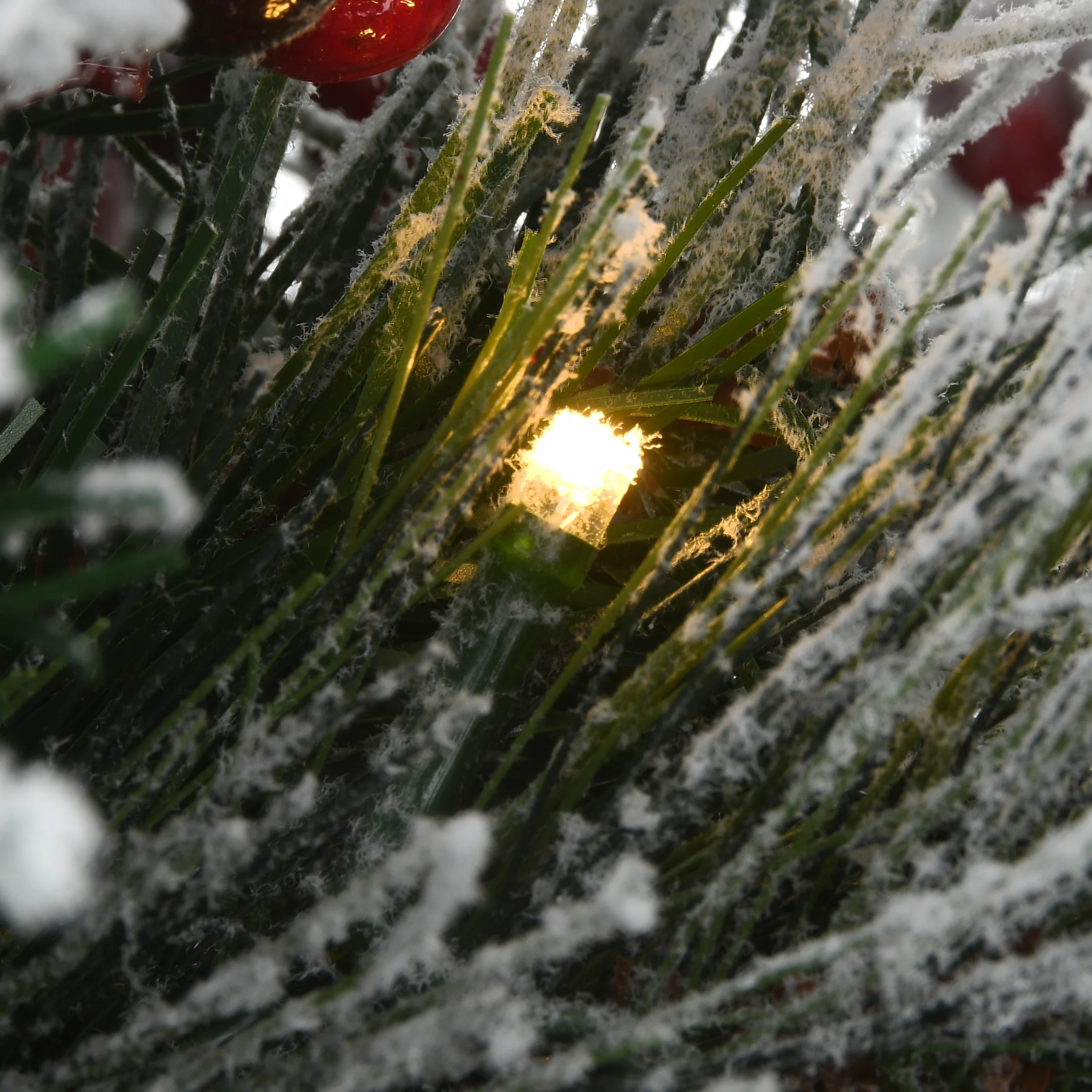 18 in. Pre-Lit Snowy Bedford Urn Filler with LED Lights - Image 3