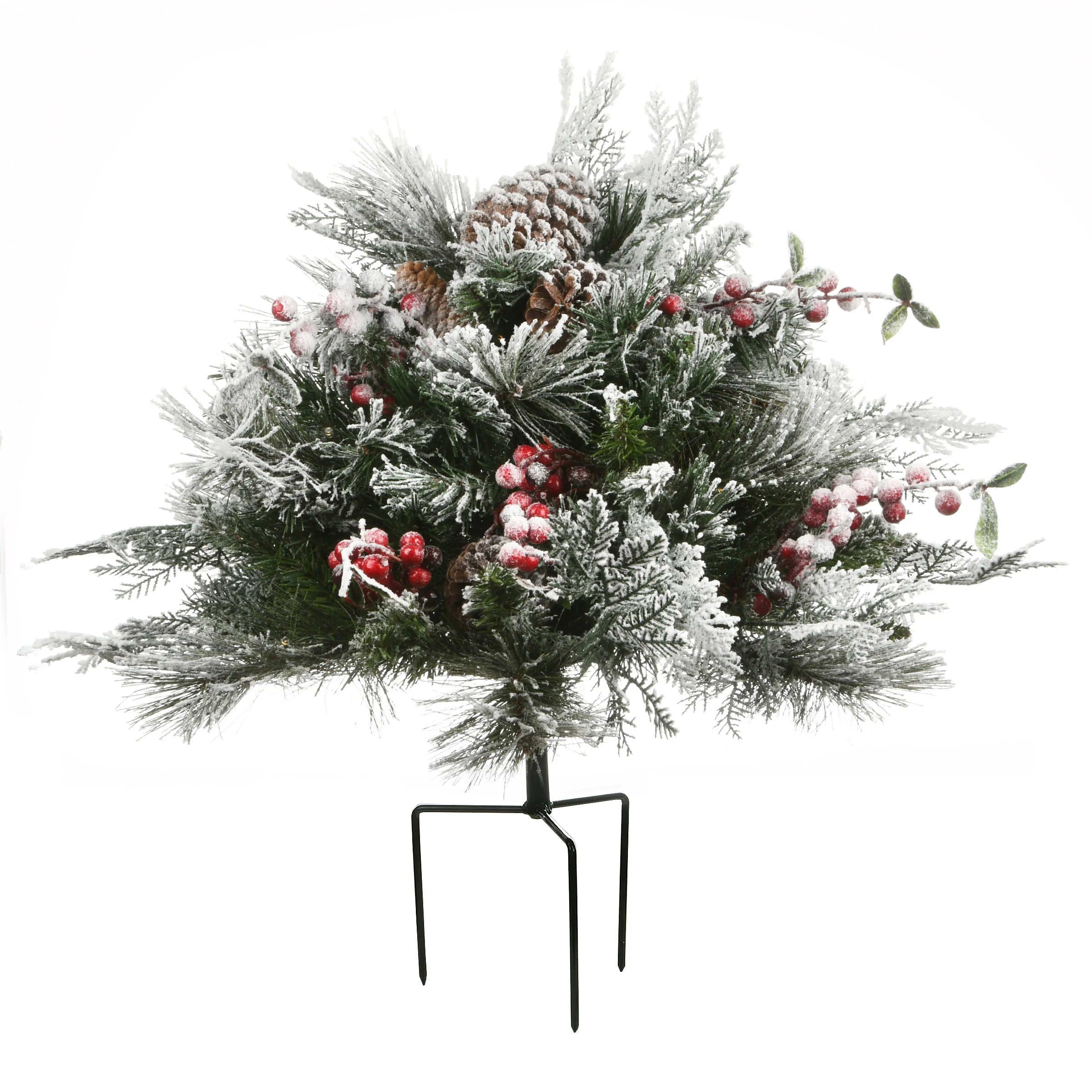 18 in. Pre-Lit Snowy Bedford Urn Filler with LED Lights - Image 6