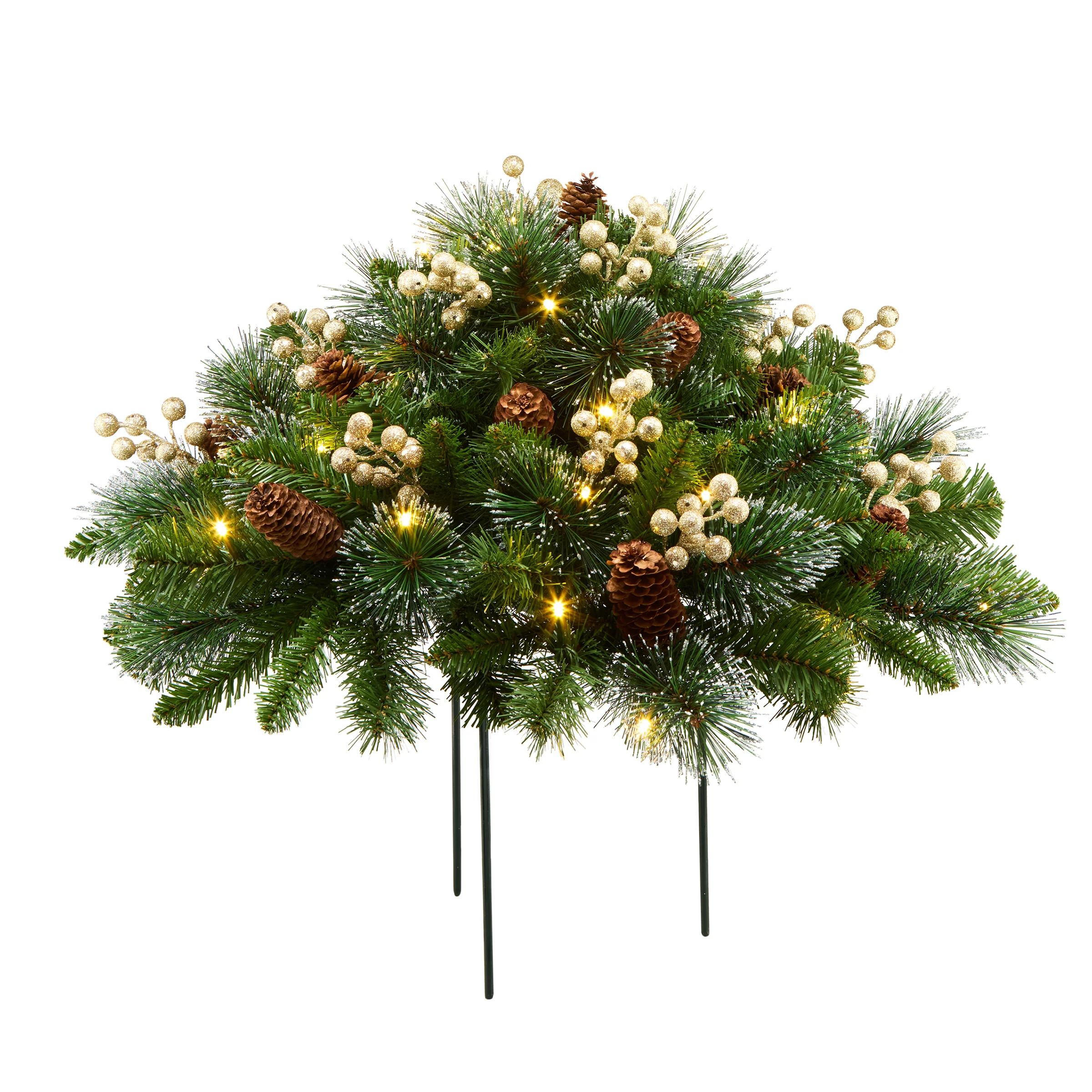 18 in. Crestwood Gold Spruce Urn Filler with LED Lights - Image 5