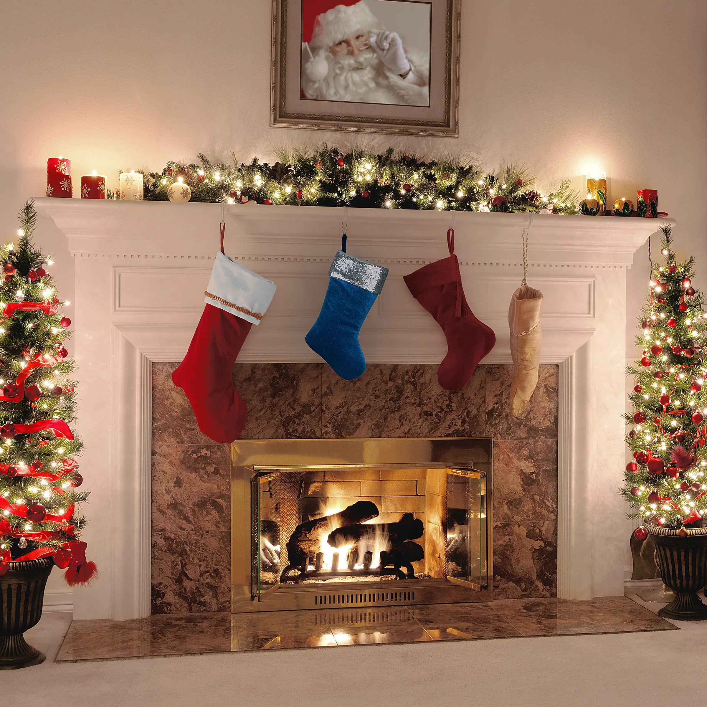 19 in. Arctic Lights Collection Blue Velvet Stocking - Image 2