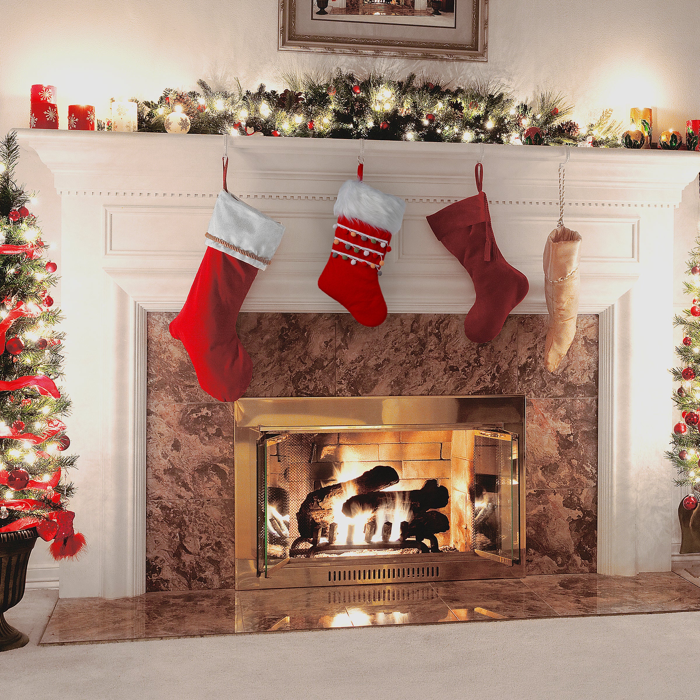 19 in. General Store Collection Red Velvet Stocking - Image 2