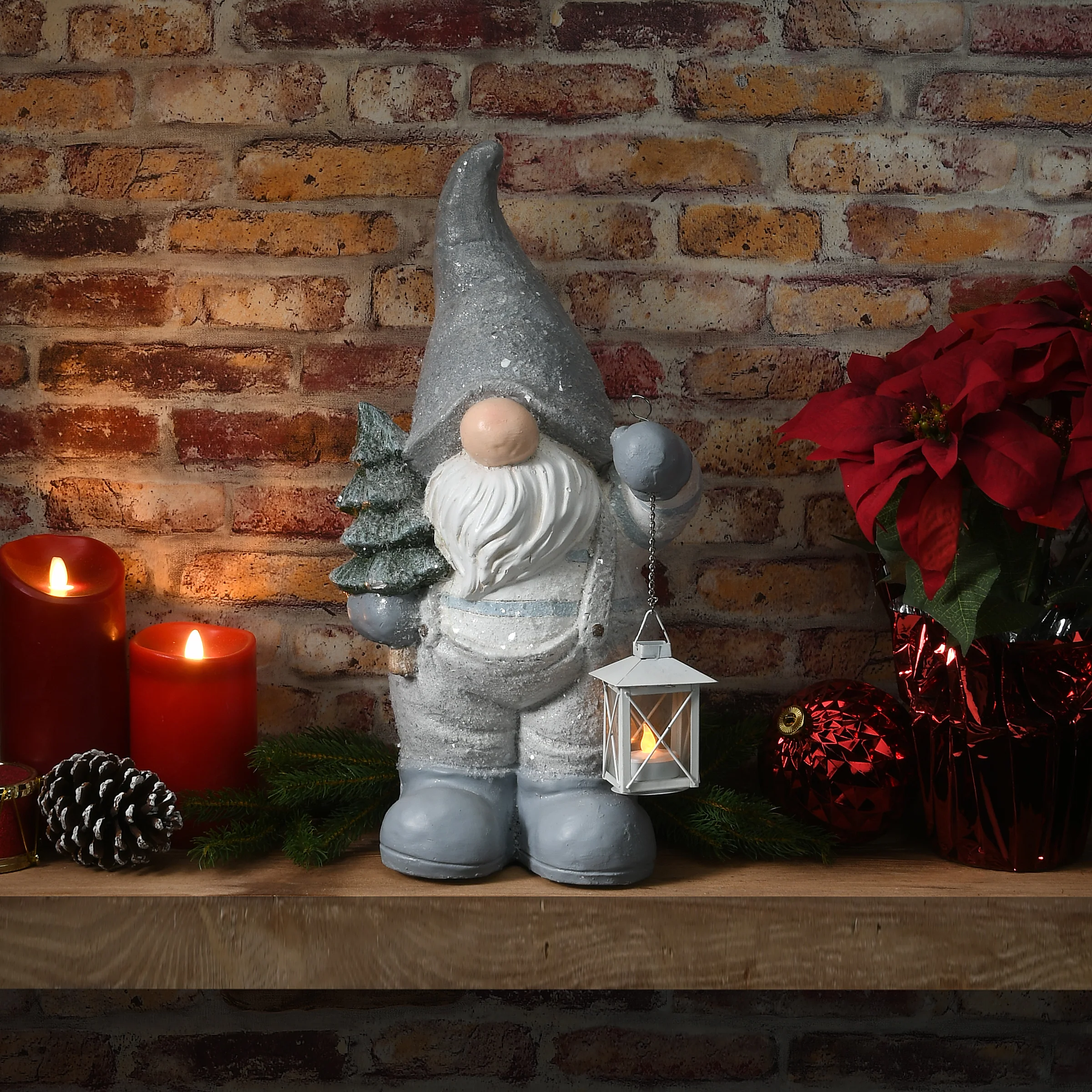 19 in. Winter Gnome with Lantern Candleholder - Image 2