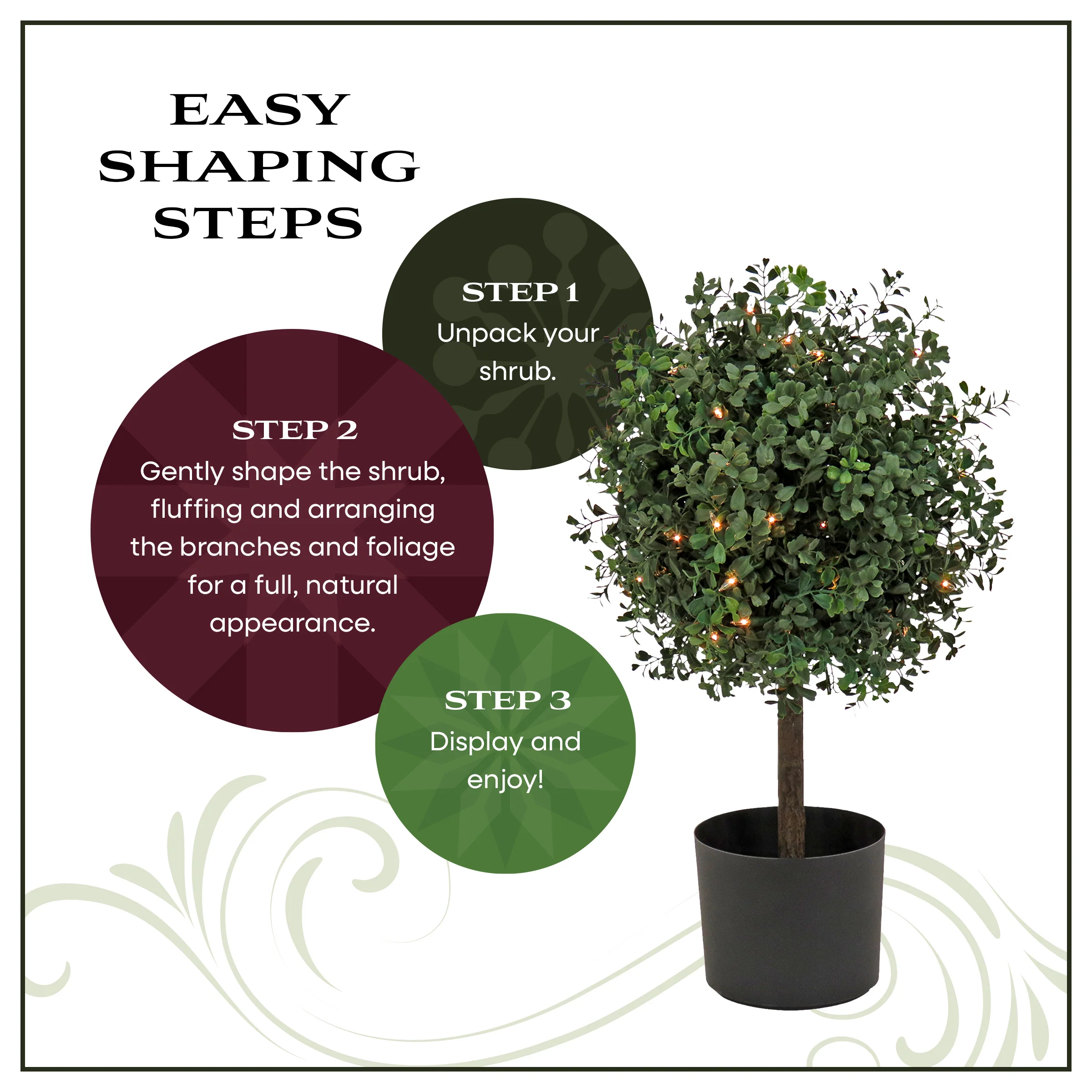 24 in. Pre-Lit Boxwood Single Ball Topiary in Black Nursery Pot with Clear Lights - Image 8
