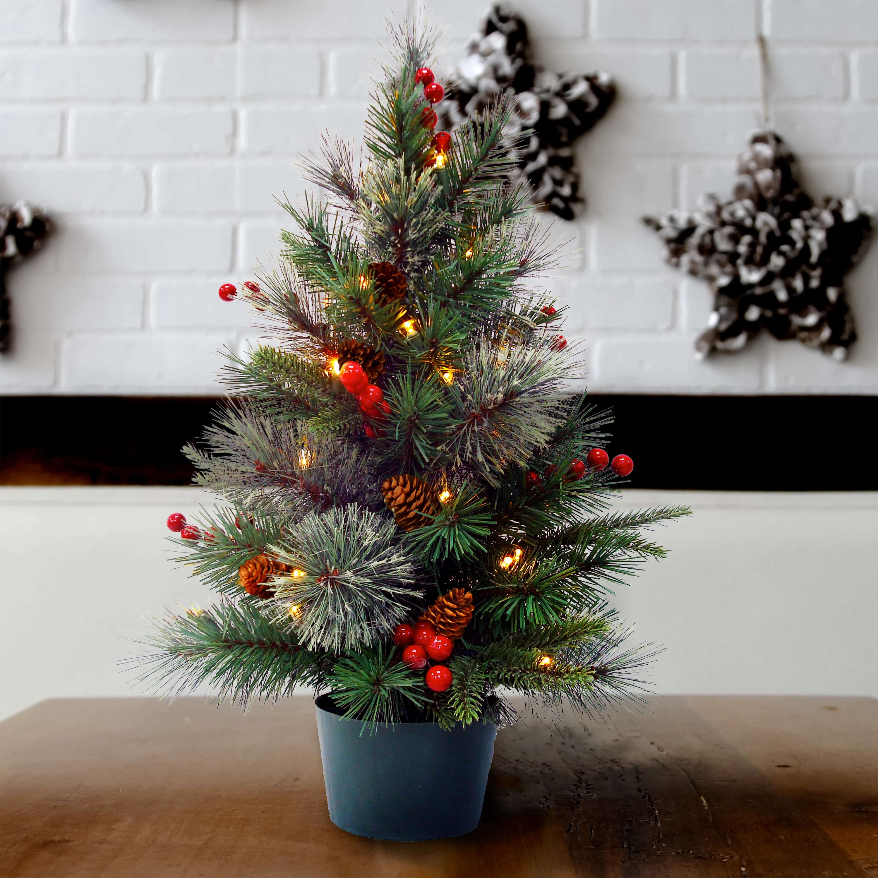 2 ft. Pre-Lit Colonial Fir Tree with Warm White LED Lights - Image 2