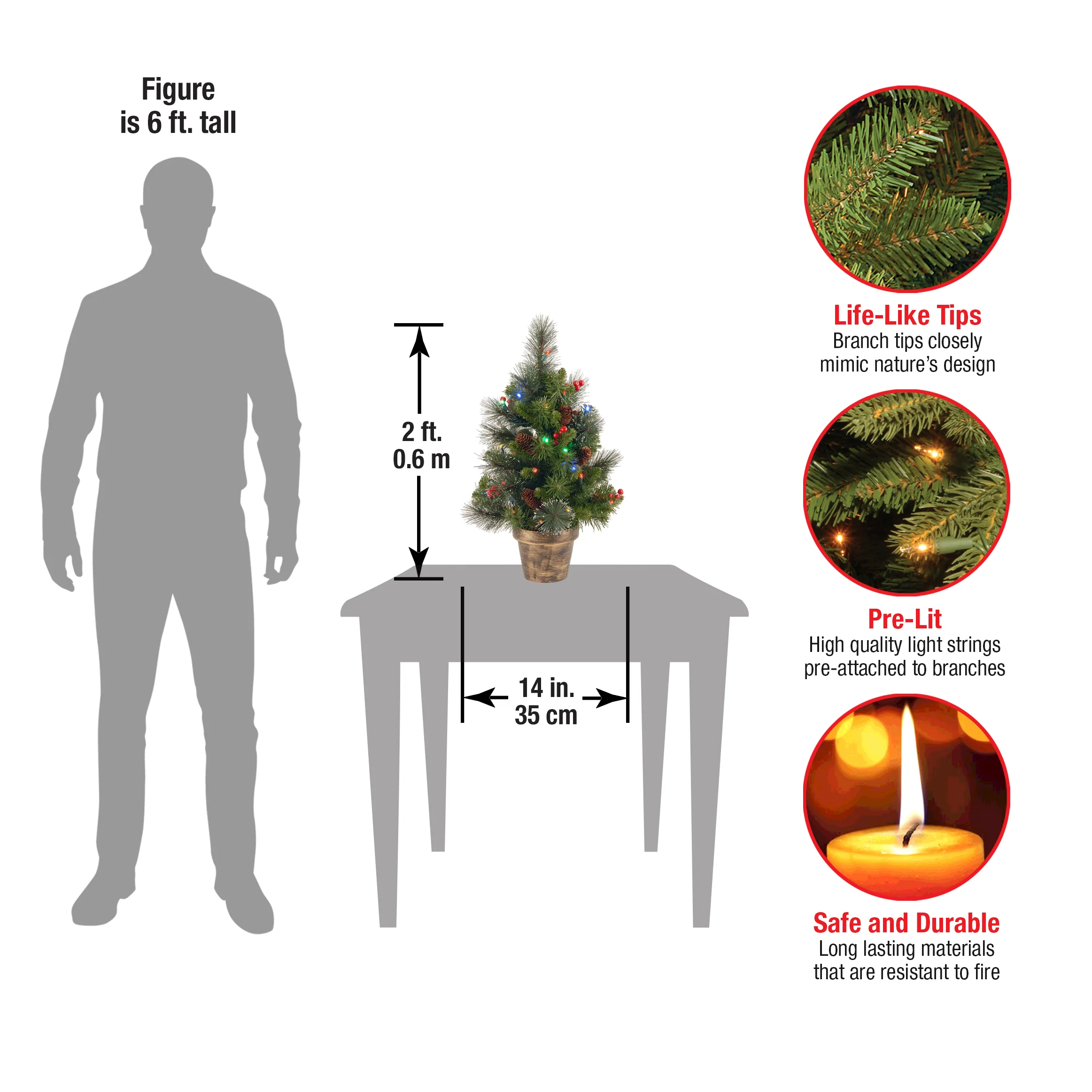 2 ft. Pre-Lit Crestwood Spruce Tree with Multicolor LED Lights - Image 4