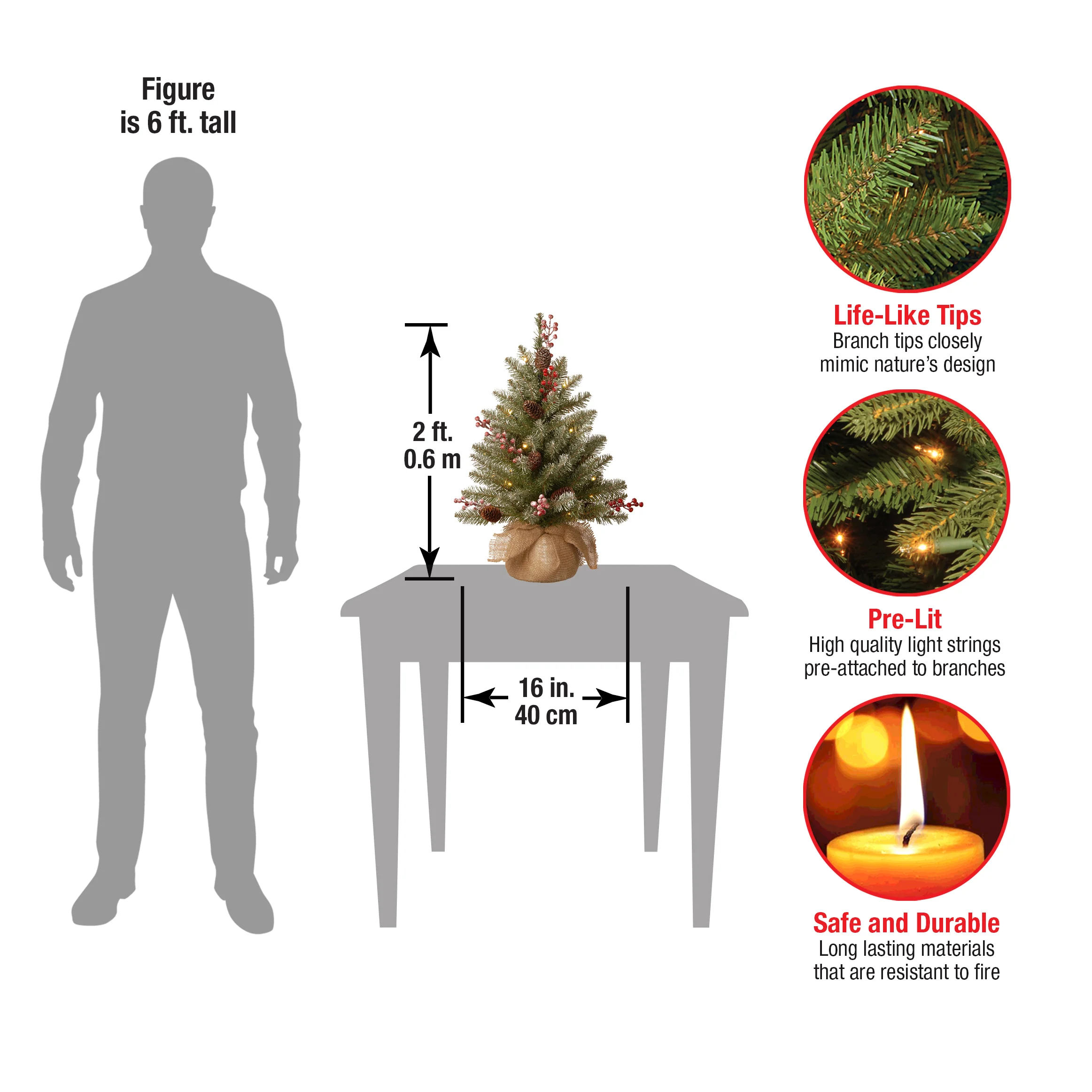2 ft. Pre-Lit Dunhill Fir Tree with LED Lights - Image 10