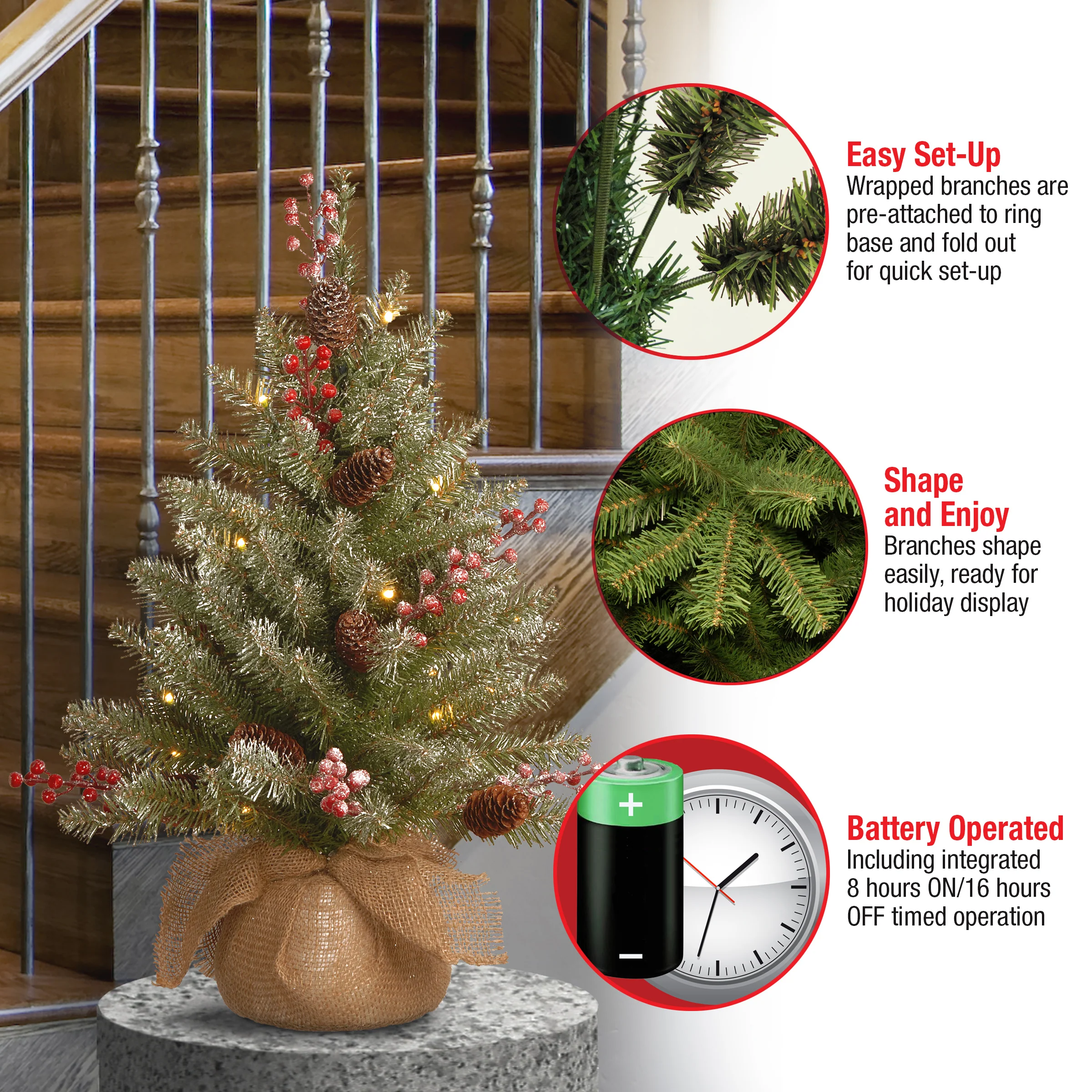 2 ft. Pre-Lit Dunhill Fir Tree with LED Lights - Image 11