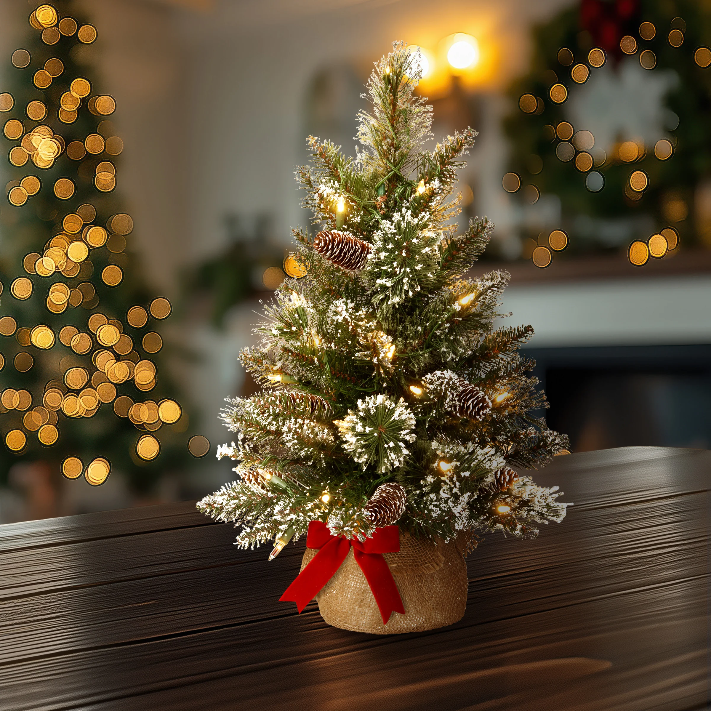 2 ft. Pre-Lit Glittery Bristle Tree with LED Lights - Image 2