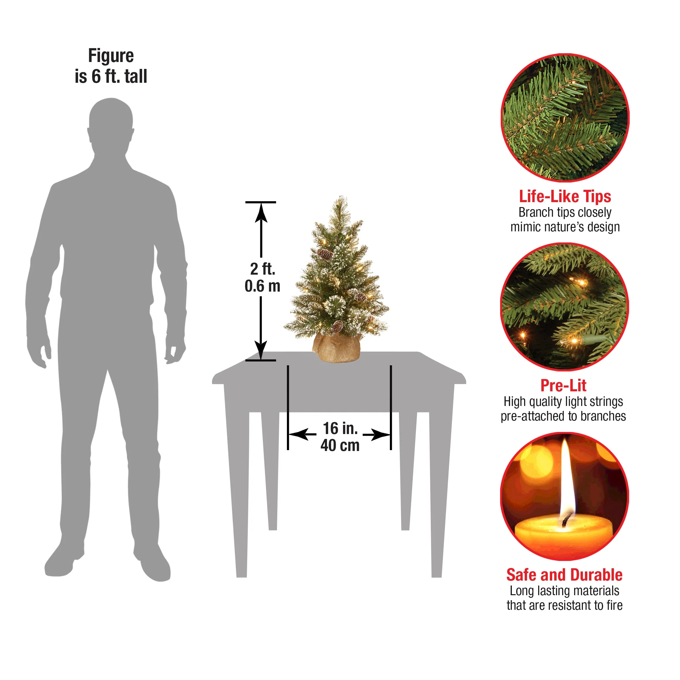 2 ft. Pre-Lit Glittery Bristle Tree with LED Lights - Image 4