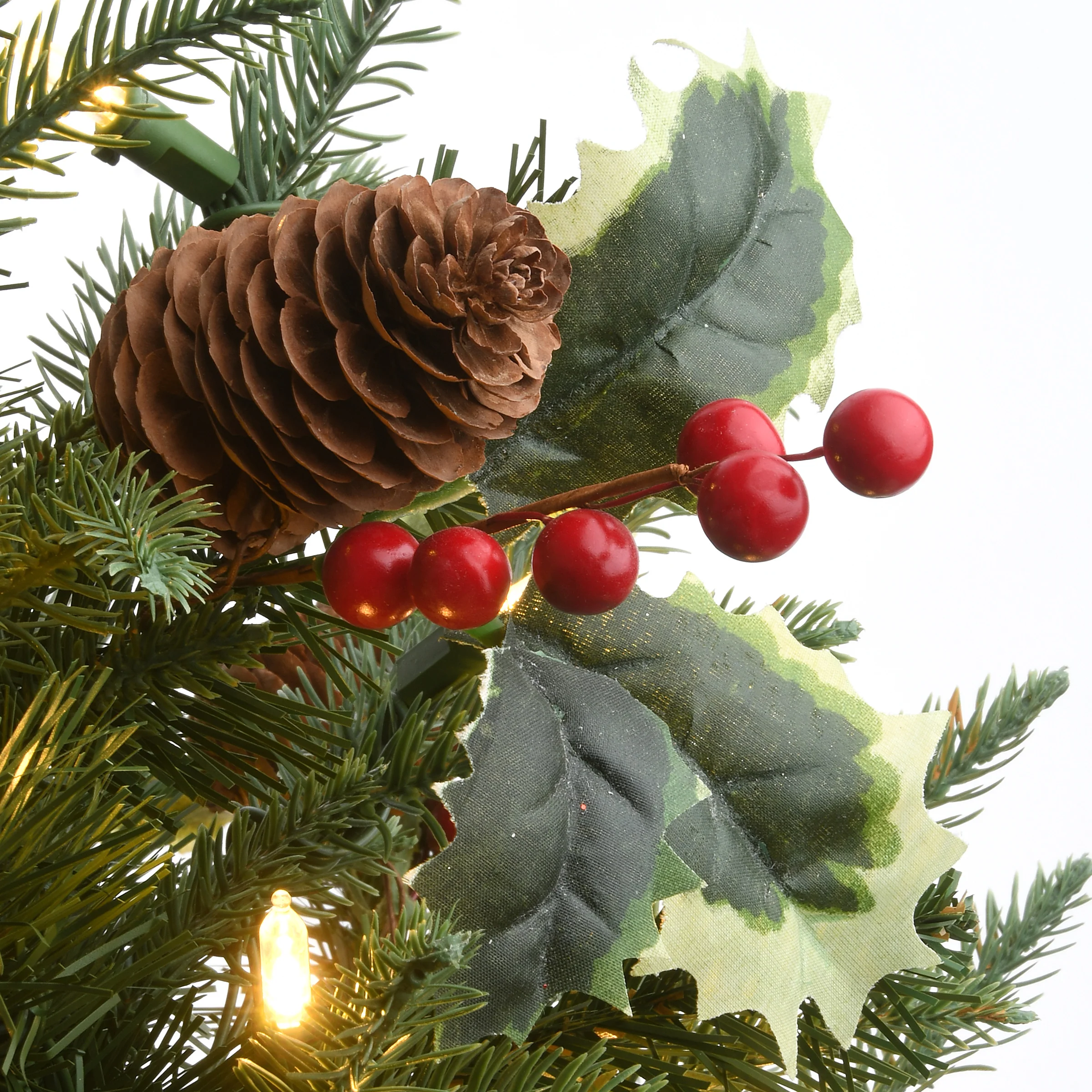 2 ft. Pre-Lit Happy Hill Pine Tree with LED Lights, Plug-In - Image 4