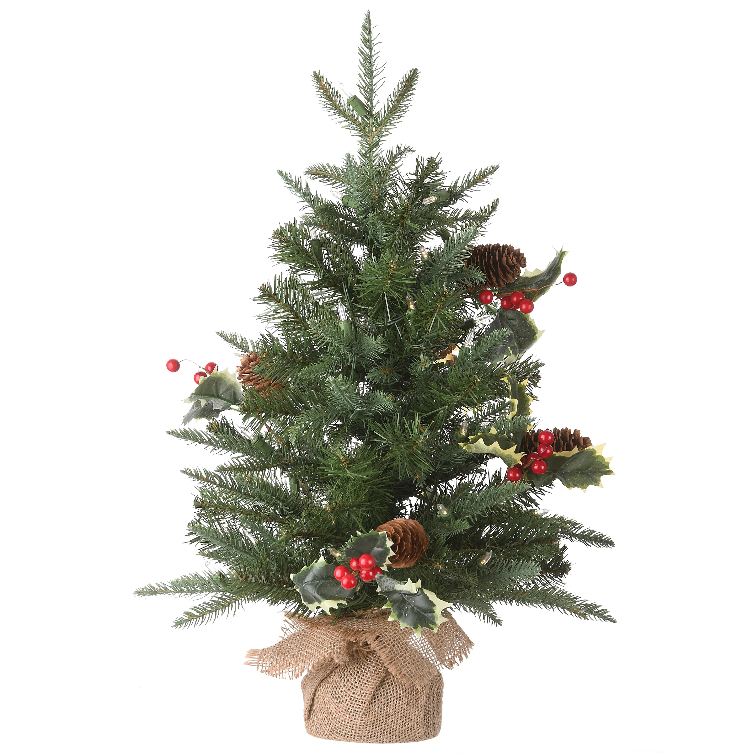 2 ft. Pre-Lit Happy Hill Pine Tree with LED Lights, Plug-In - Image 5