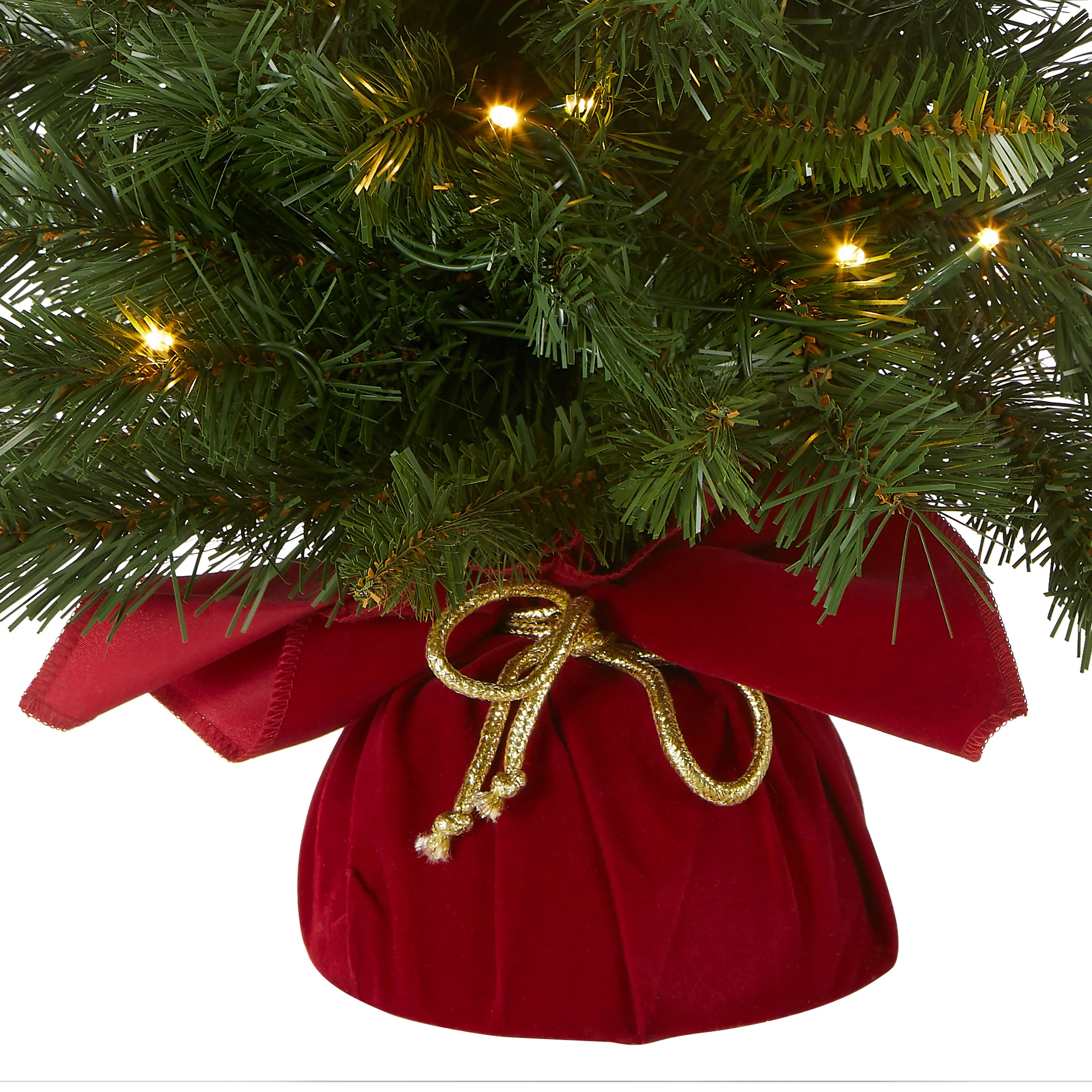 2 ft. Pre-Lit Majestic Fir Tree with LED Lights, Red Base - Image 4