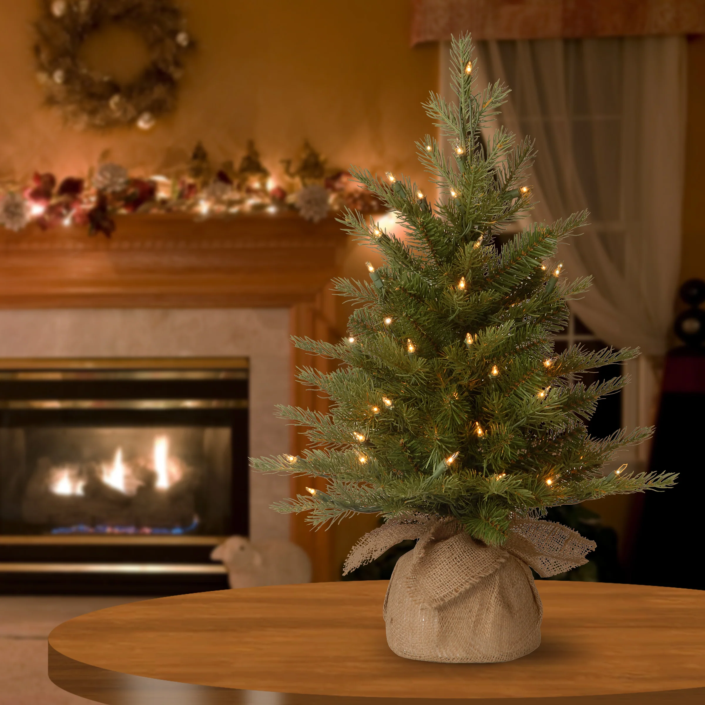 2 ft. Pre-Lit Nordic Spruce Tree with Clear Lights - Image 2