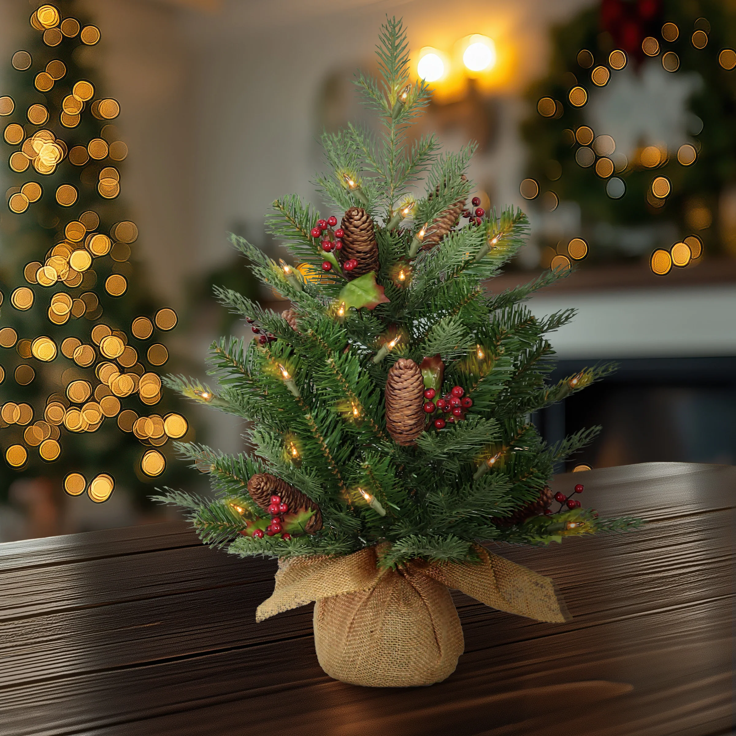 2 ft. Pre-Lit Nordic Spruce Tree with  LED Lights - Image 2