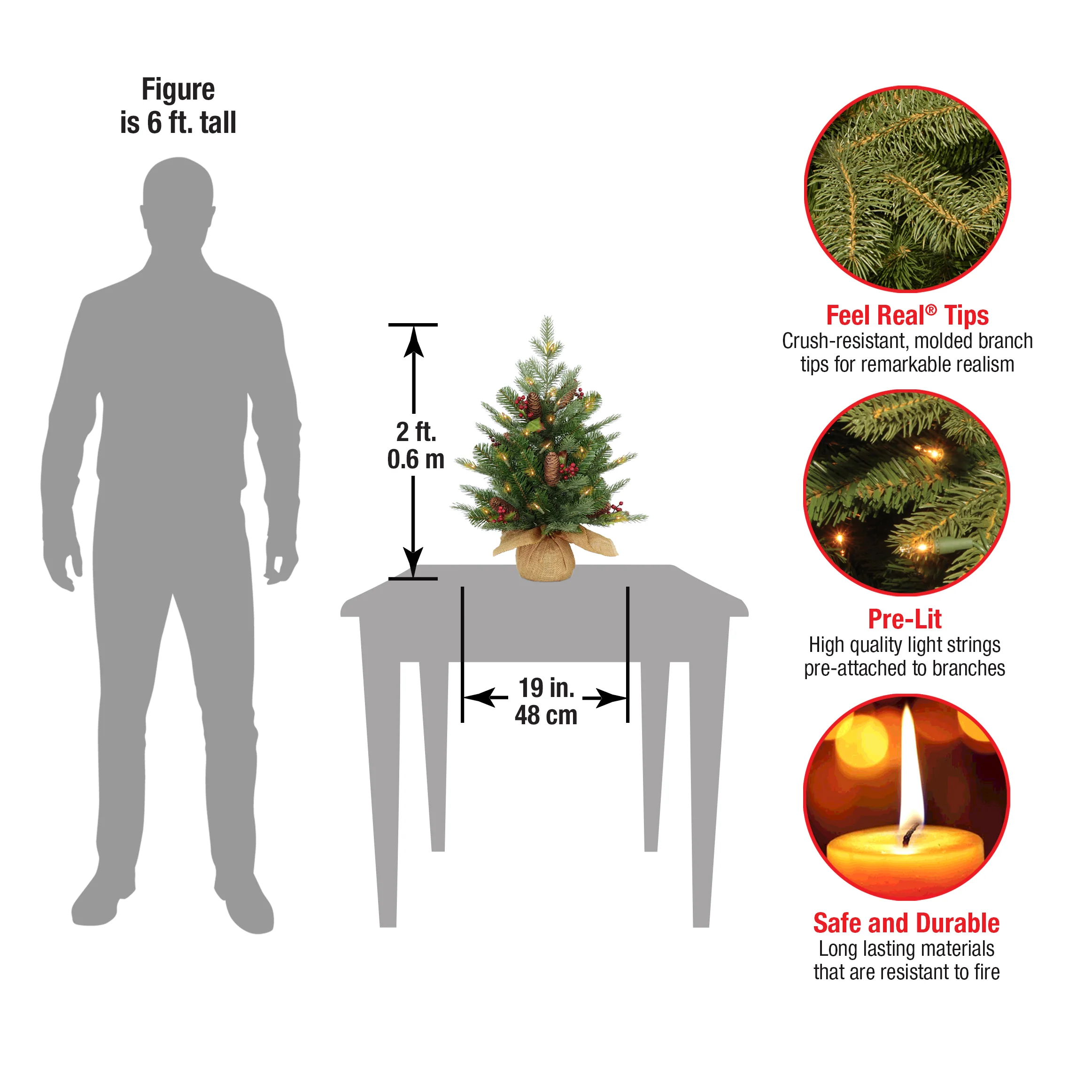 2 ft. Pre-Lit Nordic Spruce Tree with  LED Lights - Image 5