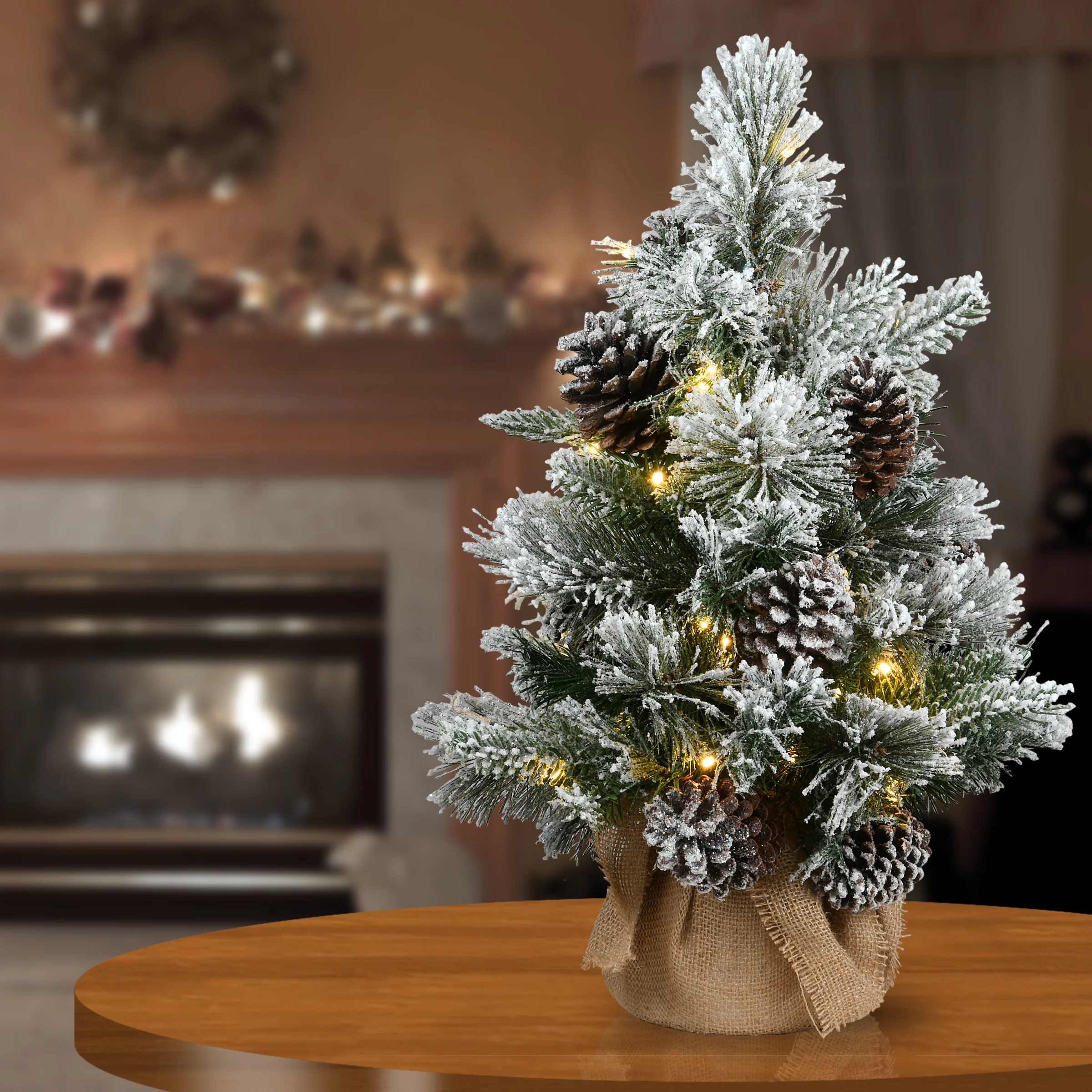 2 ft. Pre-Lit Snowy Redmond Pine Tree with LED Lights - Image 2