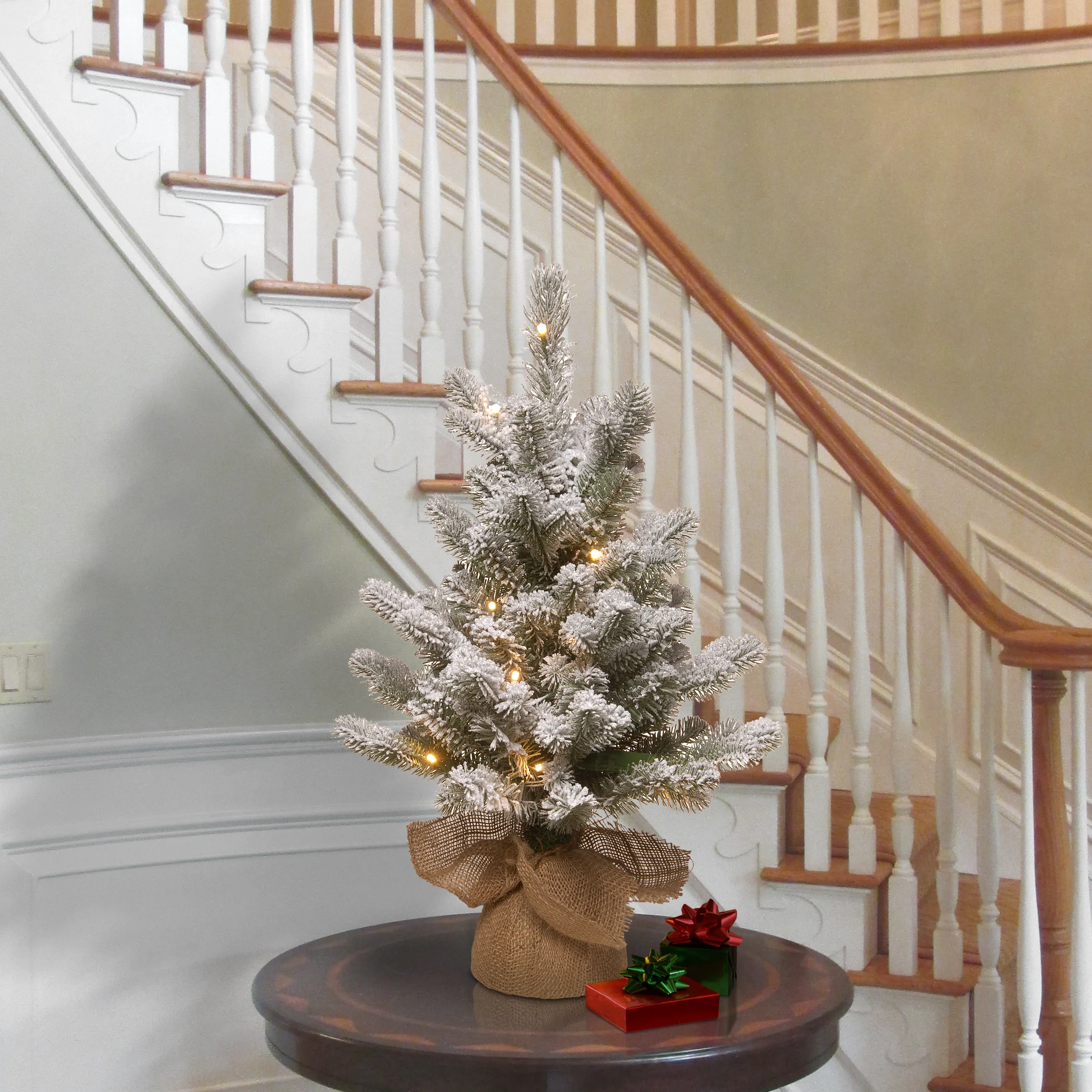 2 ft. Pre-Lit Snowy Sheffield Spruce Tree with White LED Lights - Image 2