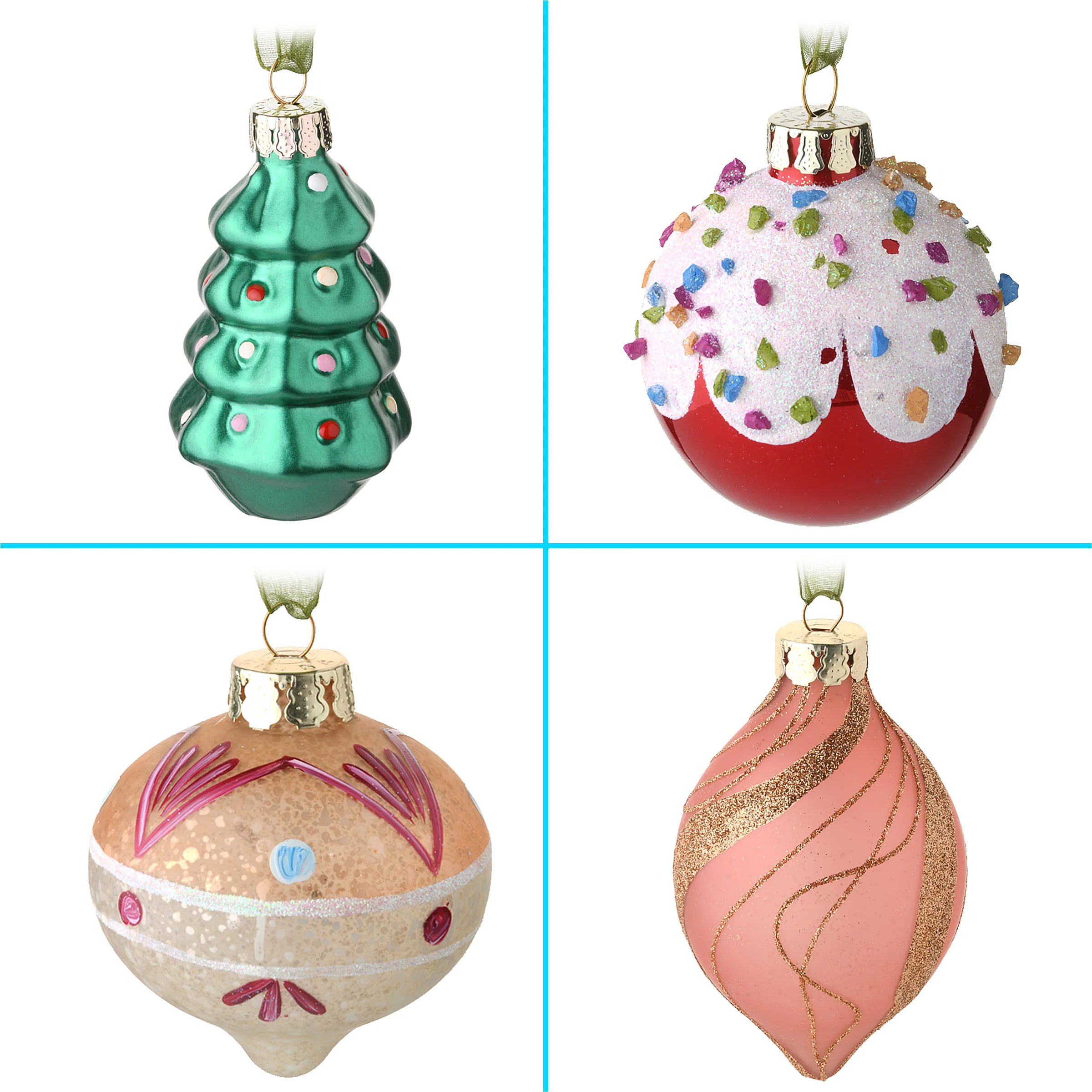 20-Piece Christmas Tree Ornament Set, Be Merry Collection - Image 3