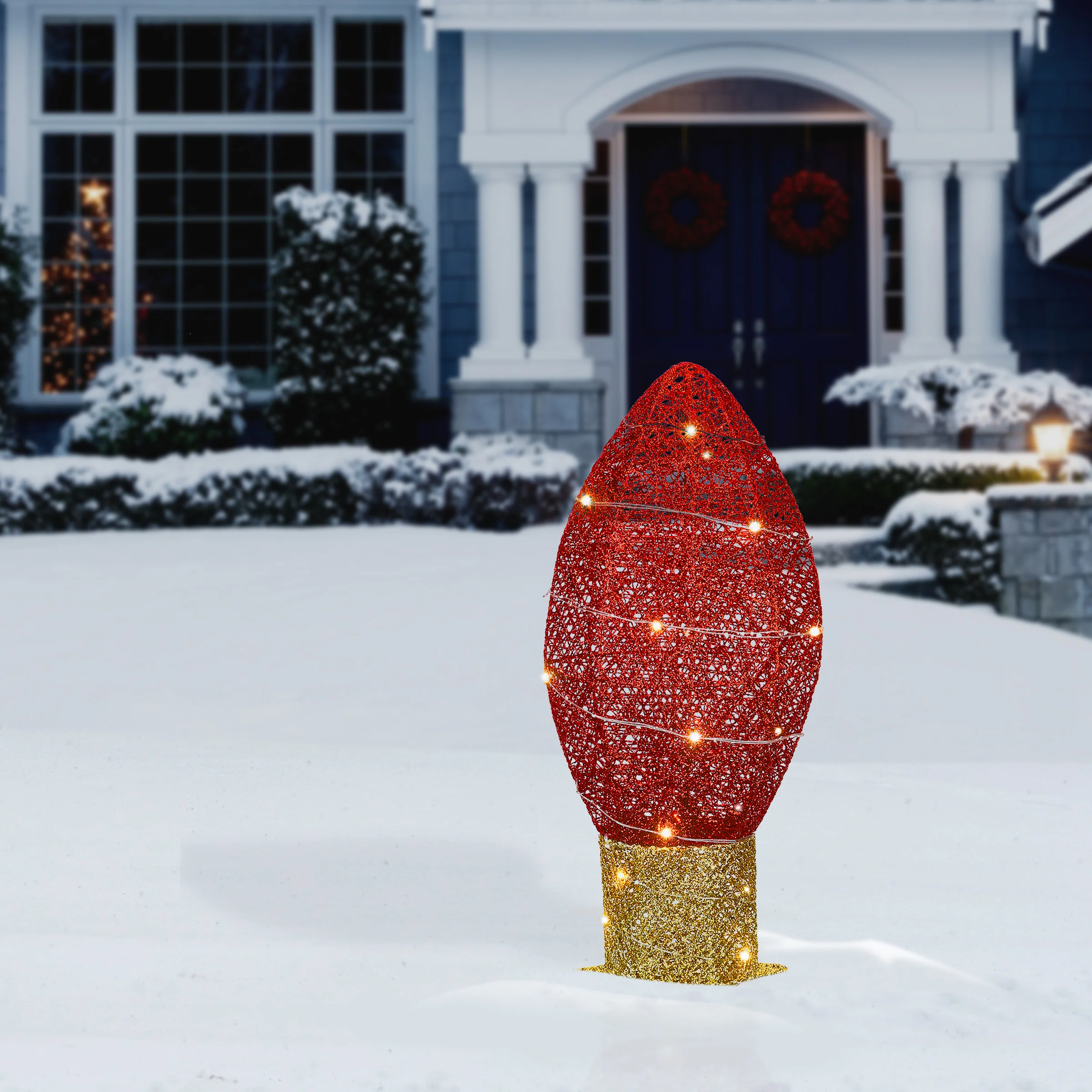 20 in. Pre-Lit Red Christmas Light Bulb Decoration - Image 2