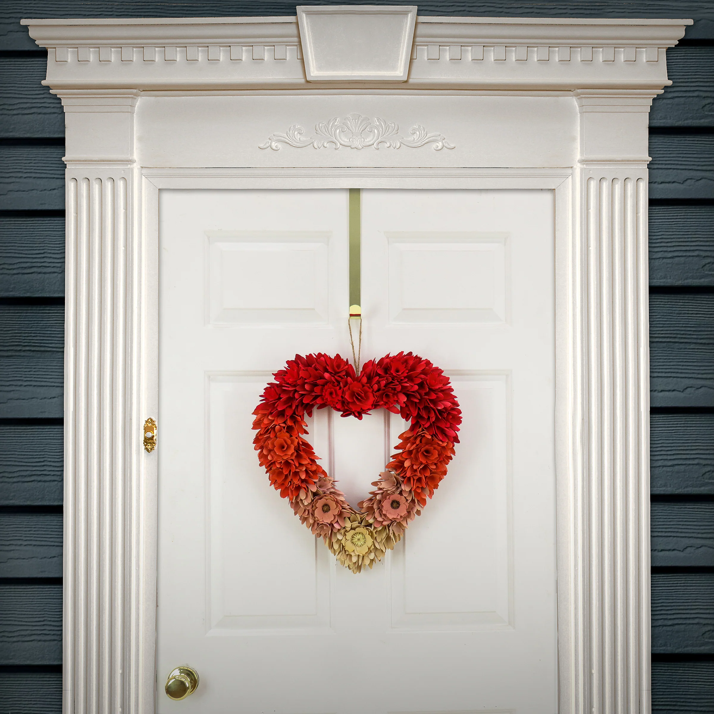 20 in. Valentine's Ombre Floral Heart Wreath - Image 2