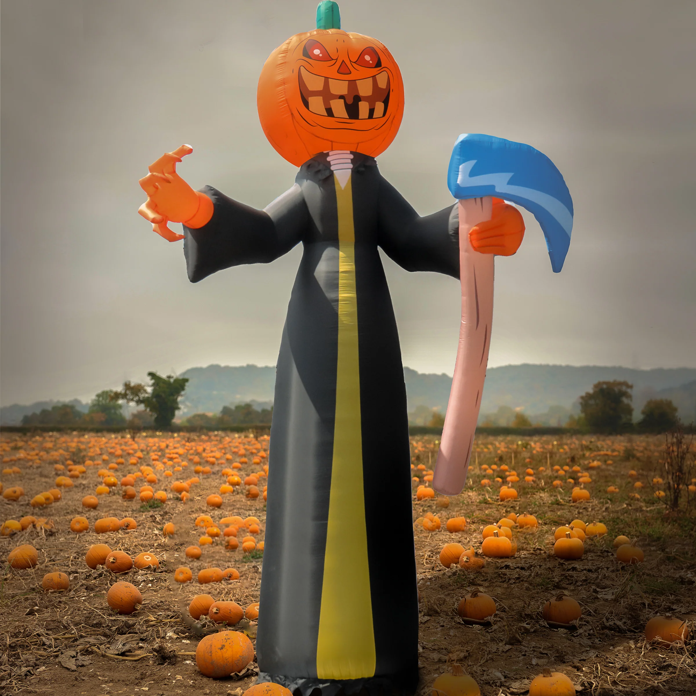 20 ft. Halloween Pumkin Reaper Inflatable Decoration with LED Lights, Plug-In - Image 2