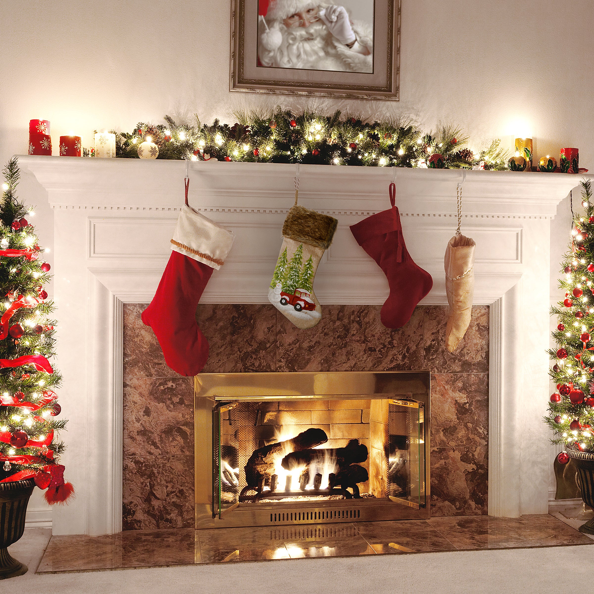 21 in. Alpine Collection Red Truck Stocking - Image 2