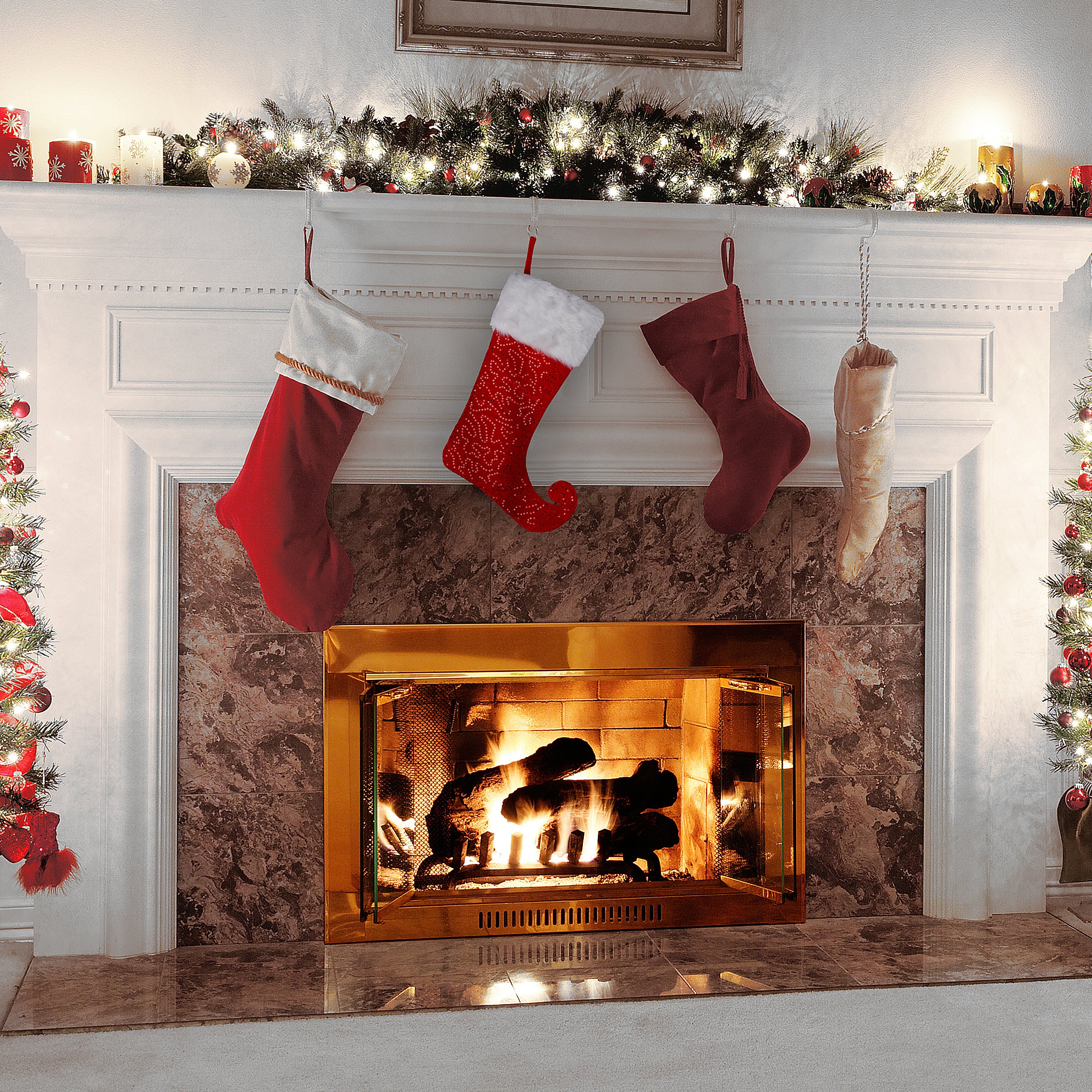 21 in. General Store Collection Jester Style Red Stocking - Image 2