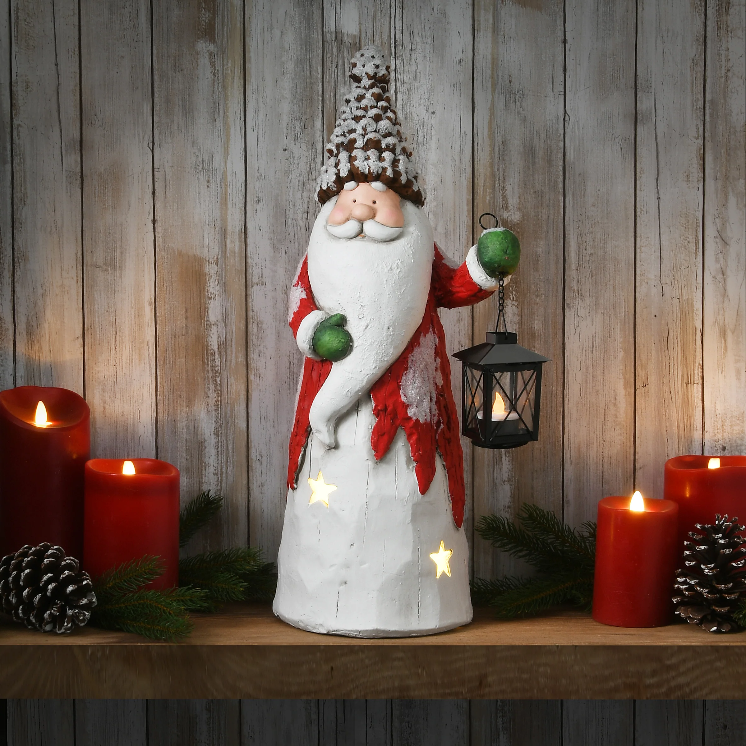 21 in. Lighted Old World Santa Candleholder - Image 2