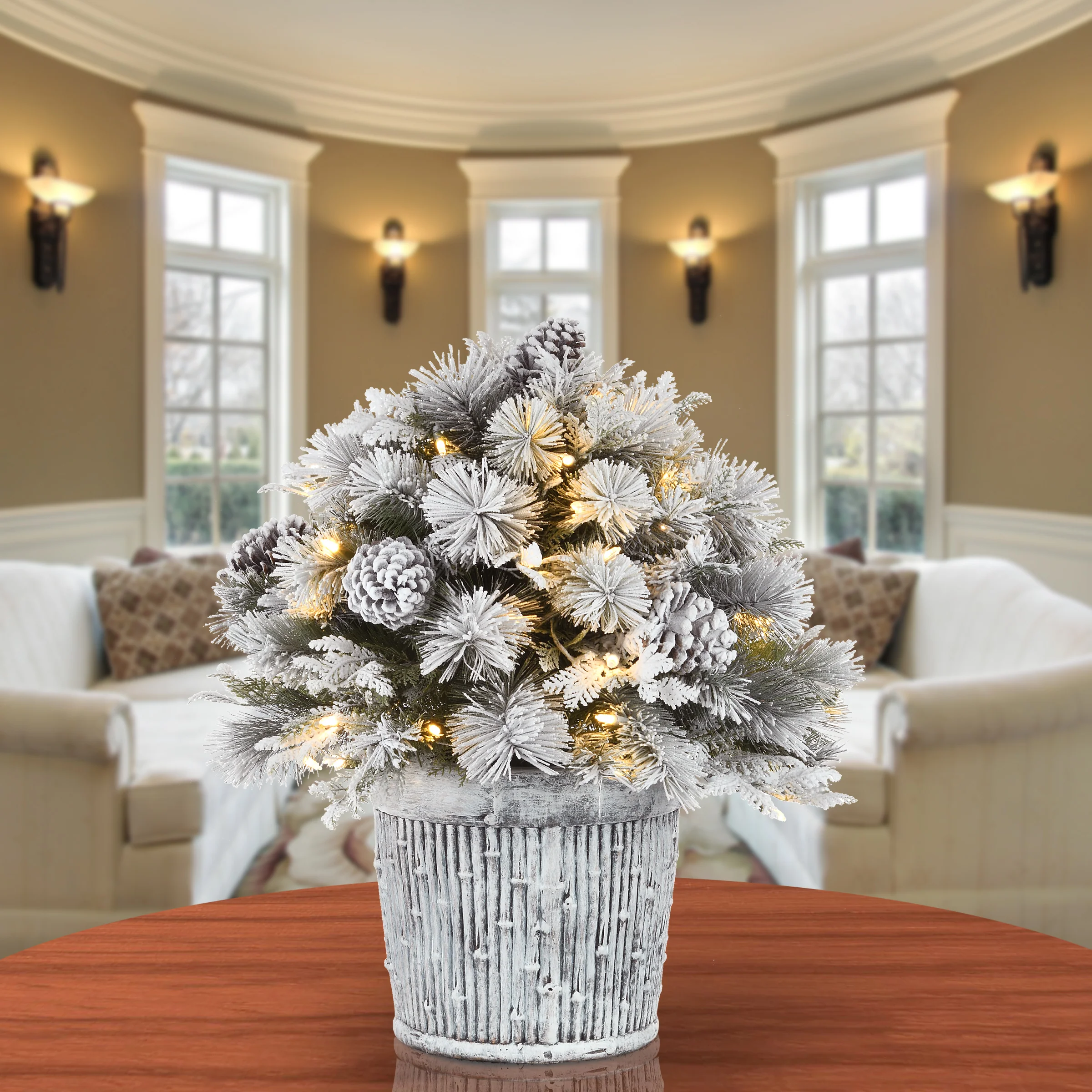 22 in.Pre-Lit Snowy Chiwaw Basin Tree with LED Lights, Plug-In - Image 2