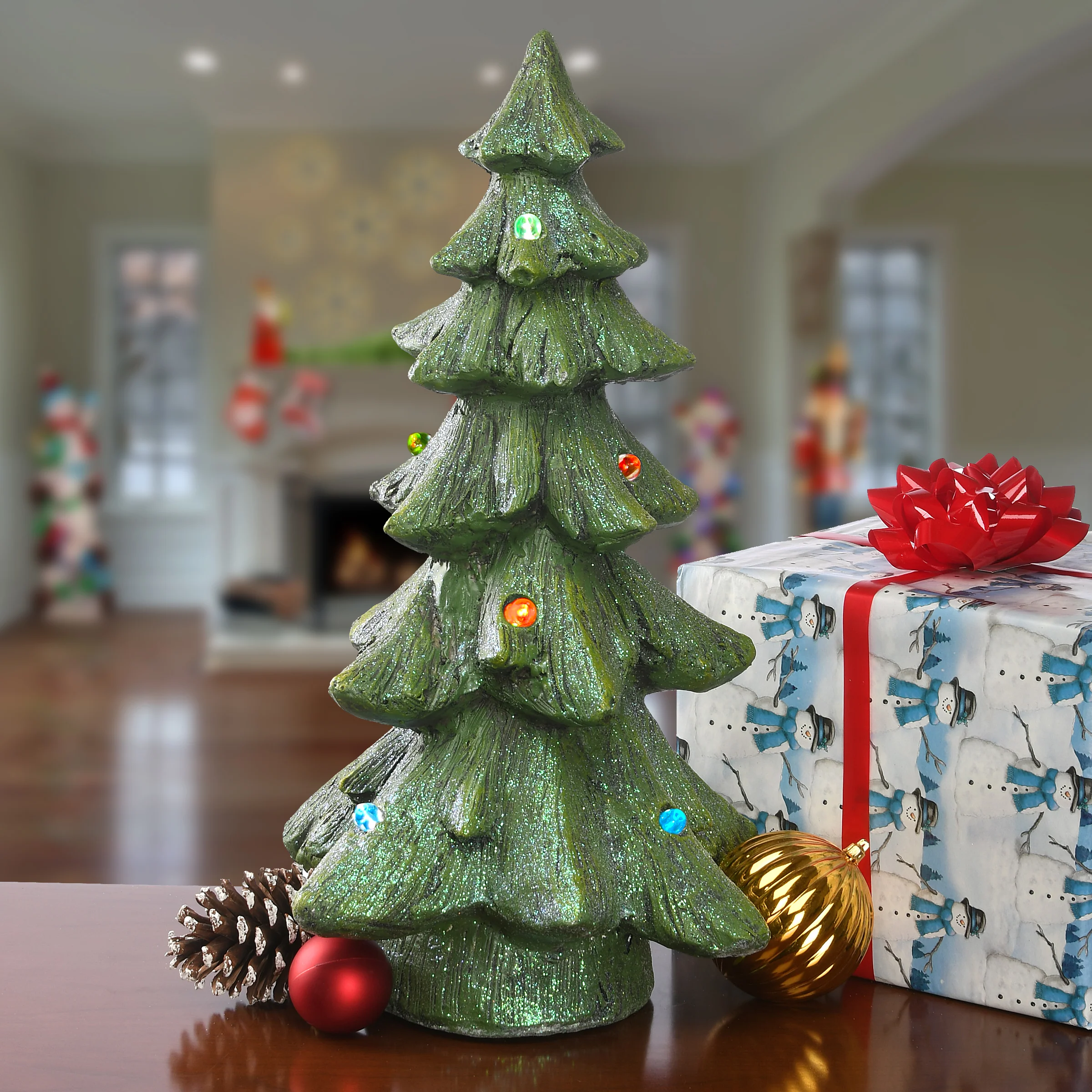 22 in. Lighted Ceramic Christmas Tree - Image 2