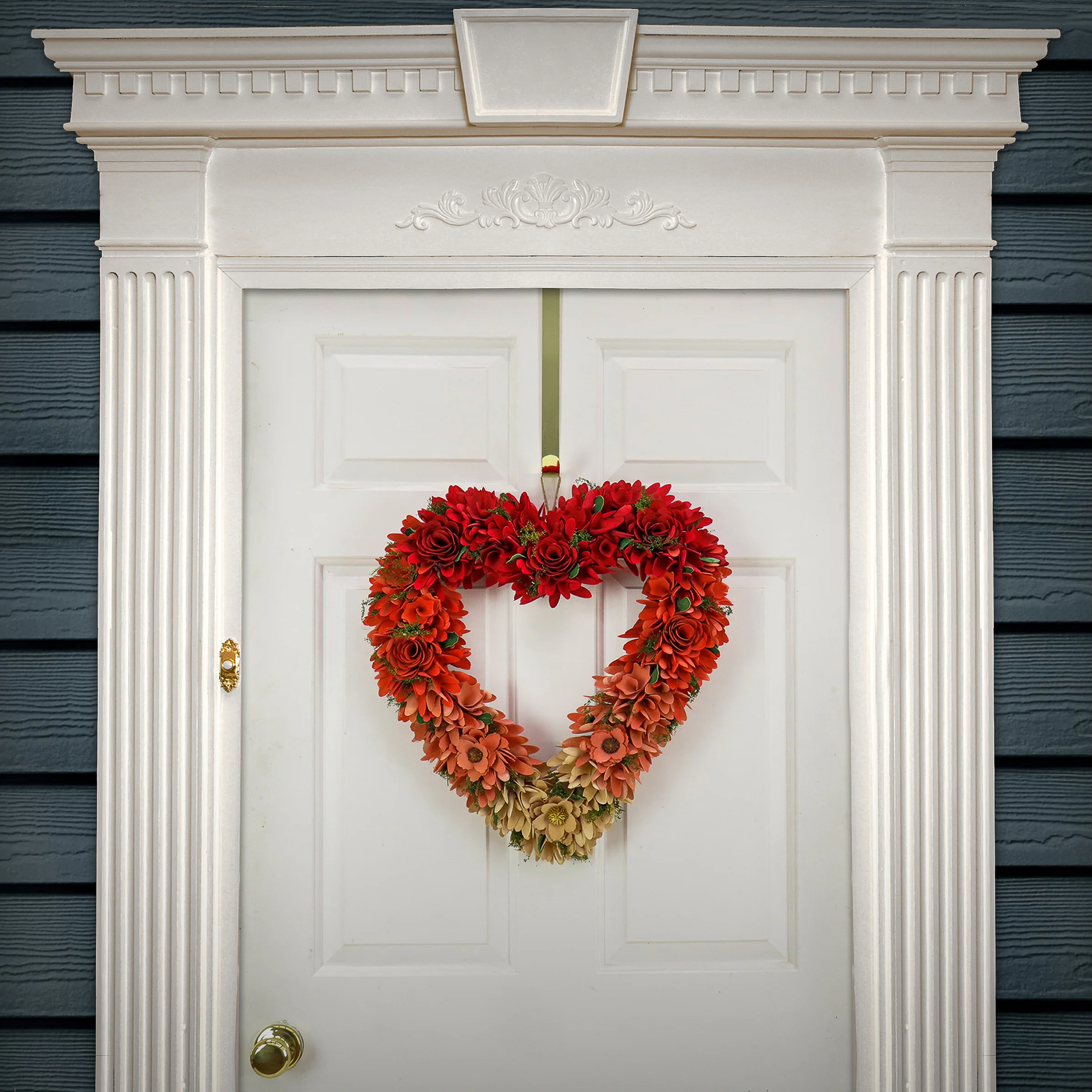 22 in. Artificial Valentine's Ombre Floral Heart Wreath - Image 2