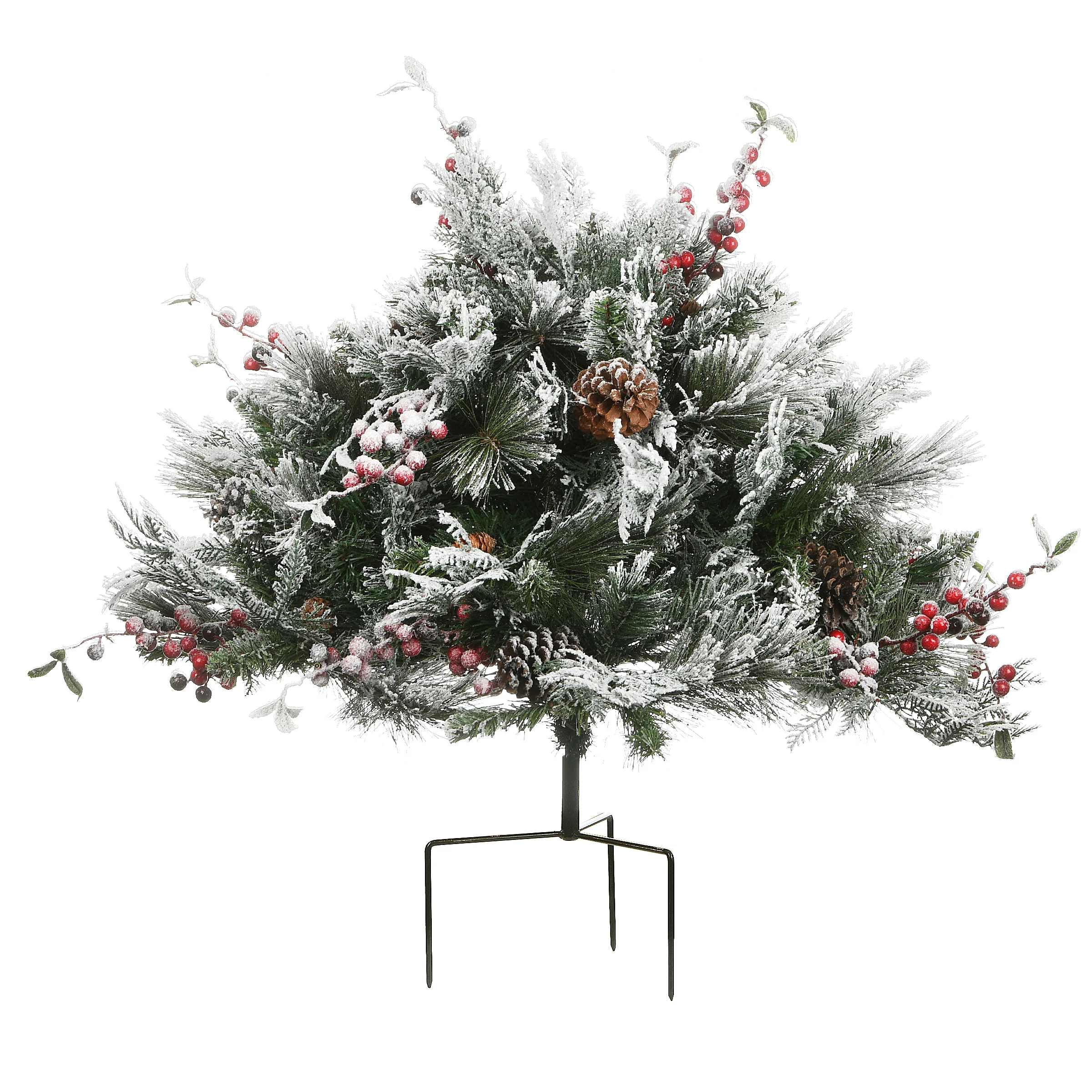 22 in. Pre-Lit Snowy Bedford Urn Filler with LED Lights - Image 6