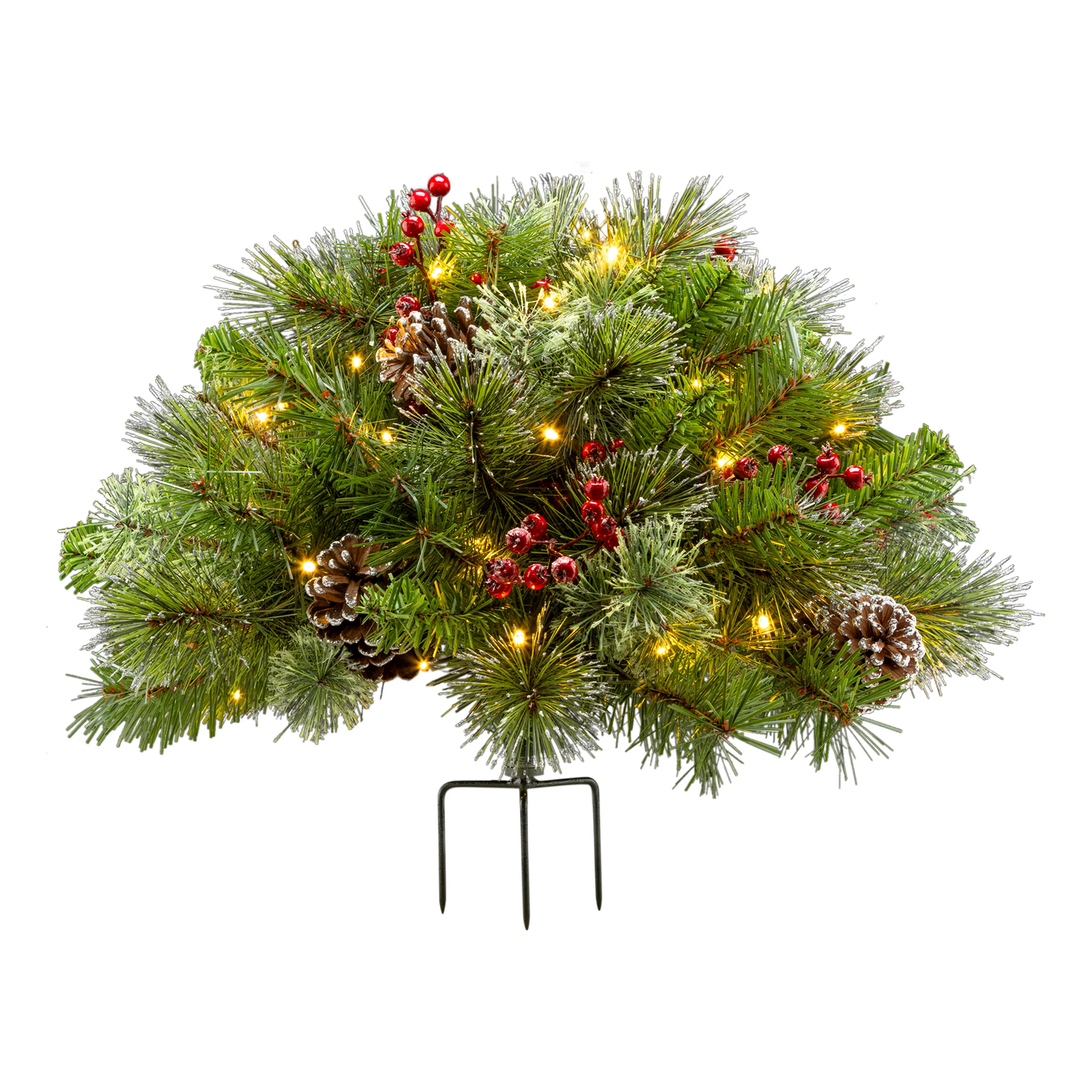 22 in. Iced Berry Pine Urn Filler with LED Lights - Image 5
