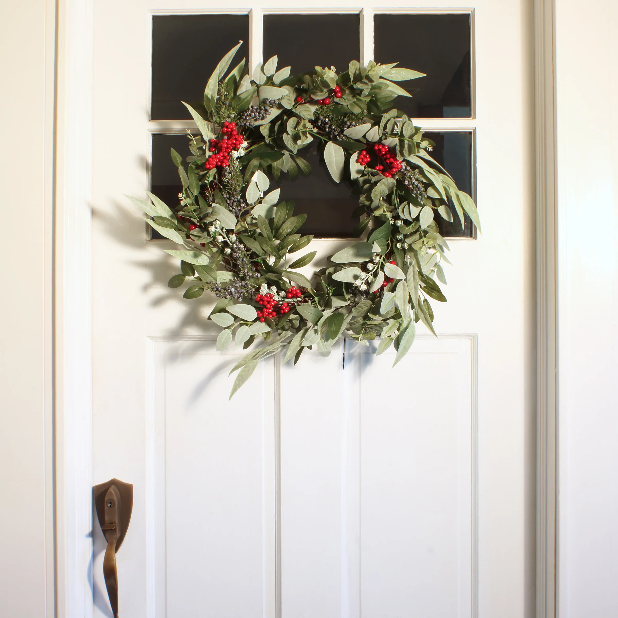 24 in. Christmas Eucalyptus and Berry Wreath - Image 2
