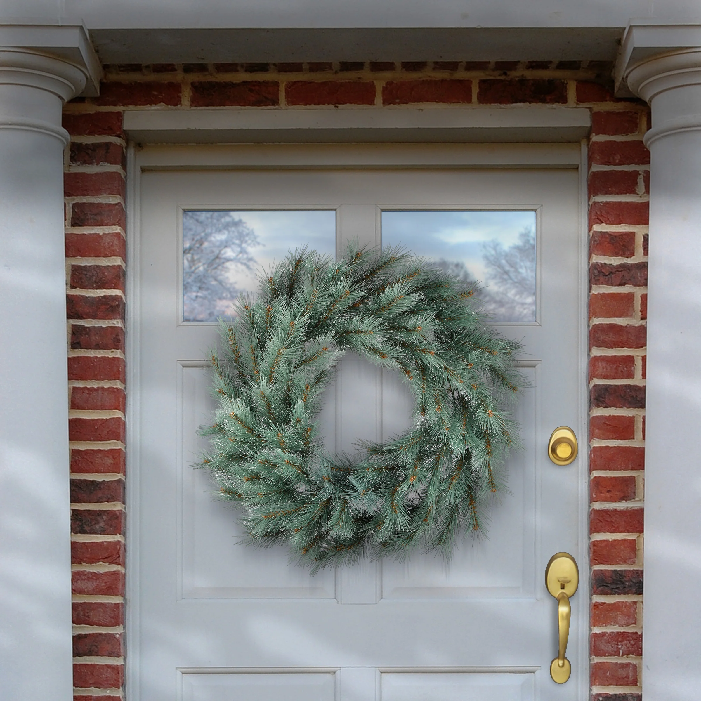 24 in. Frosted Ontario Blue Pine Wreath - Image 2