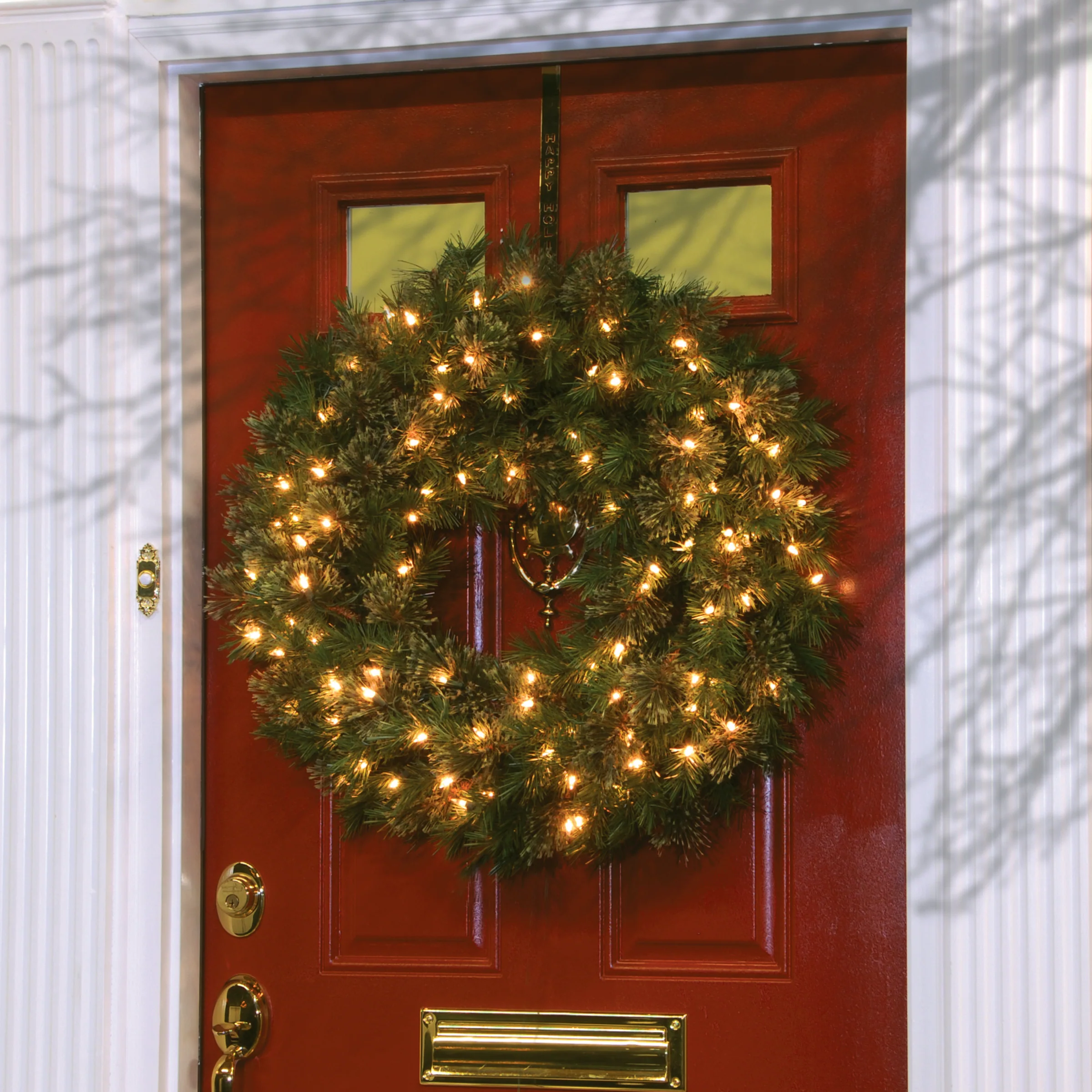 24 in. Pre-Lit Atlanta Spruce Wreath with Clear Lights - Image 2