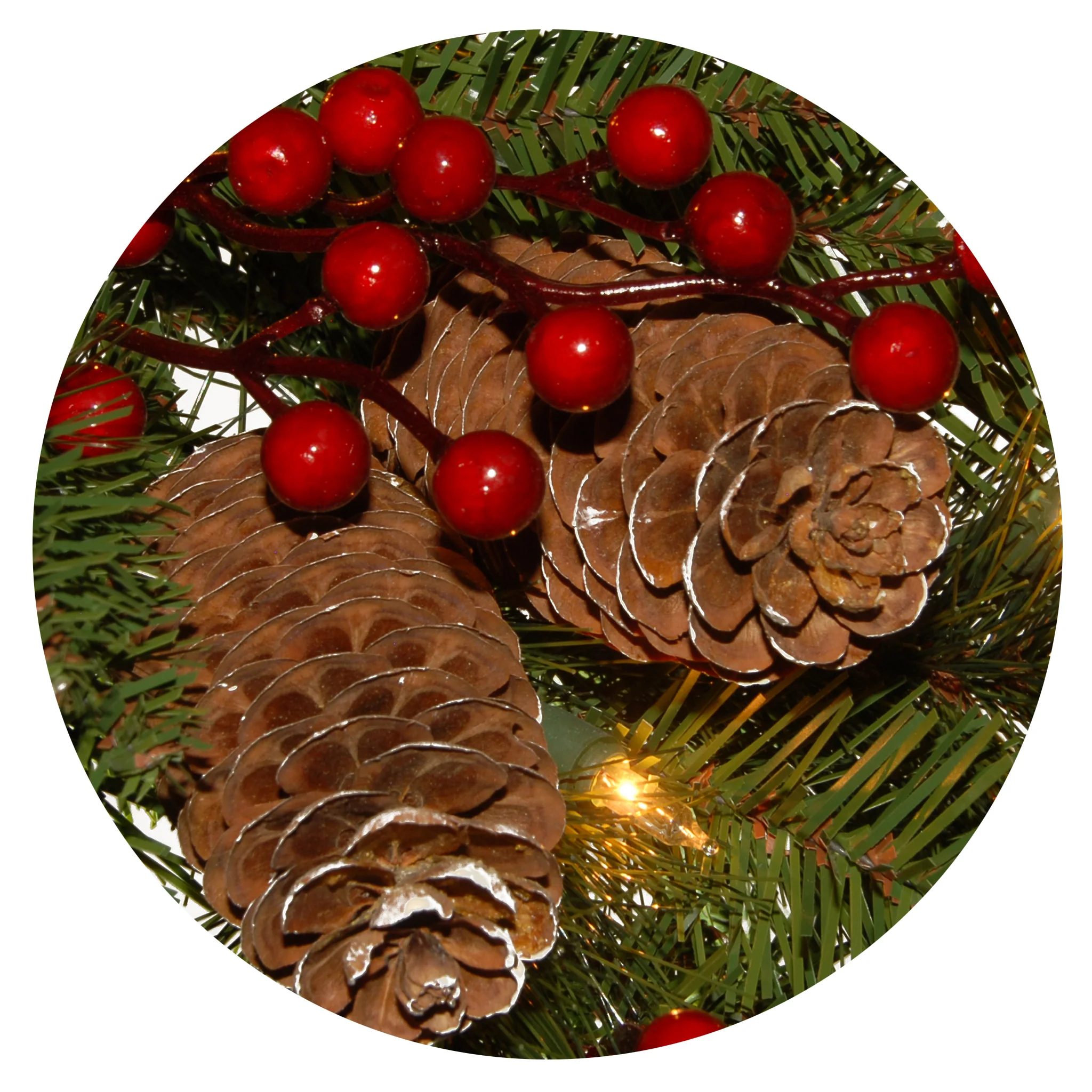 24 in. Pre-Lit Bristle Berry Wreath with LED Lights - Image 3