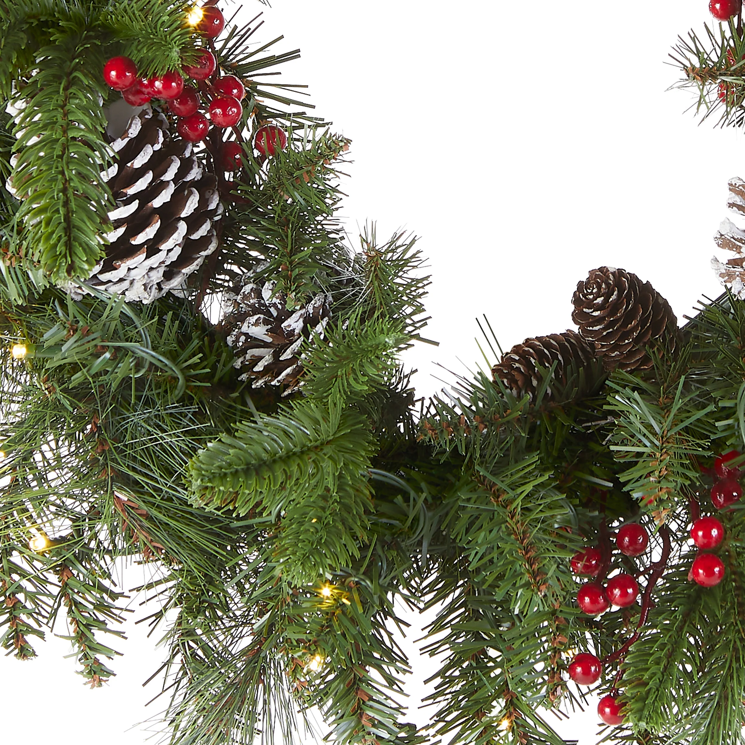 24 in. Pre-Lit Bristle Berry Wreath with LED Lights - Image 4