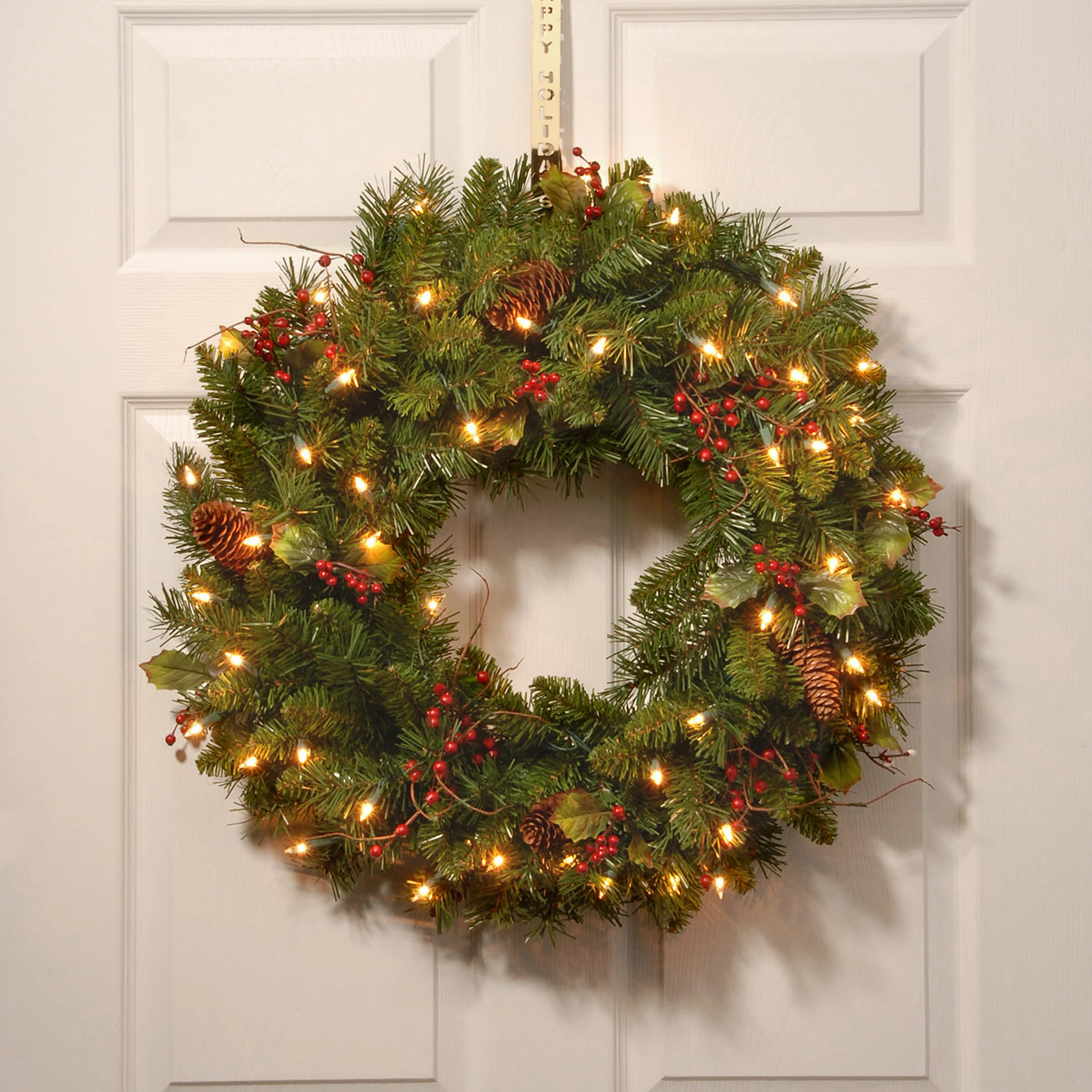 24 in. Pre-Lit Classical Collection Wreath with Clear Lights - Image 2