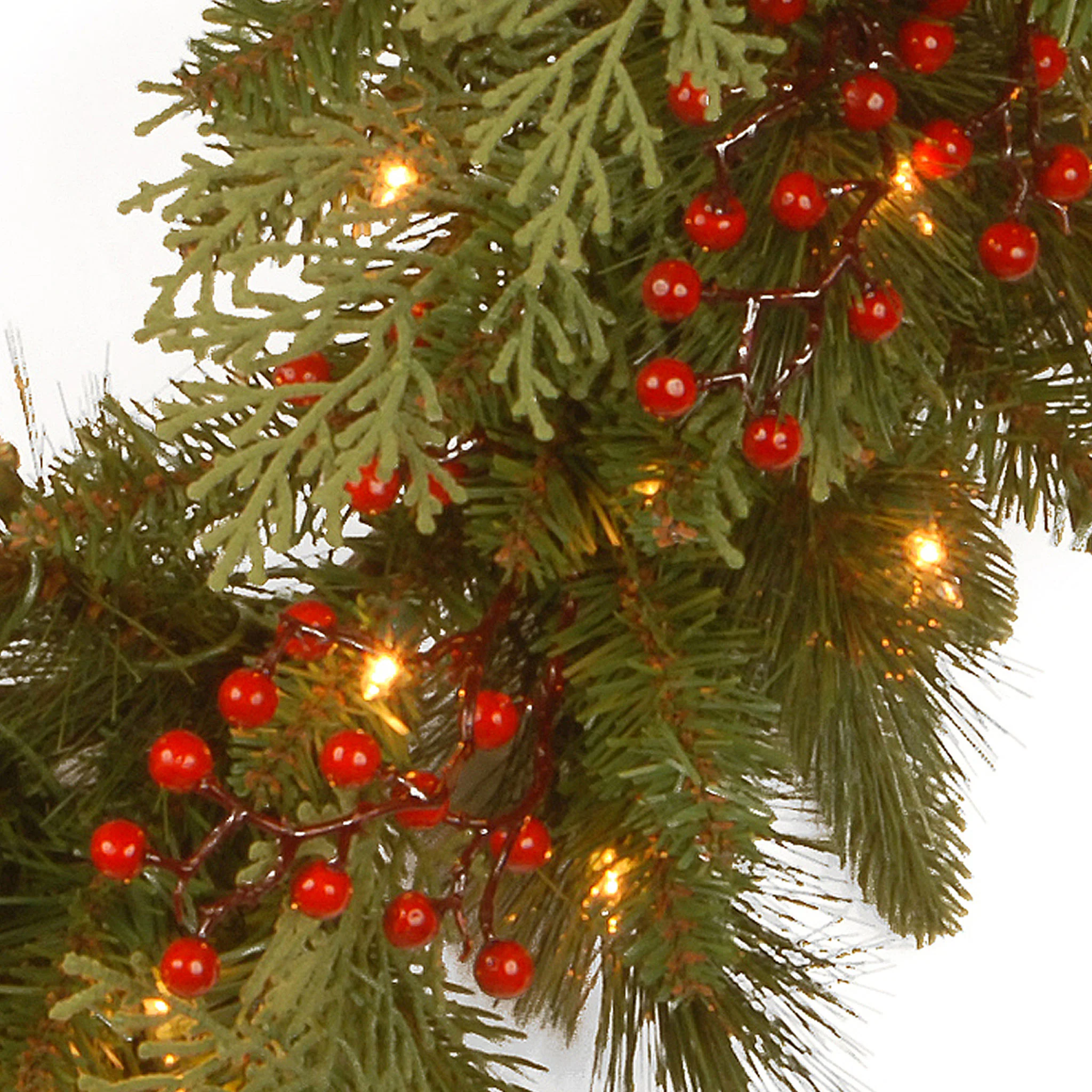 24 in. Pre-Lit Classical Collection Wreath with Warm White LED Lights - Image 3