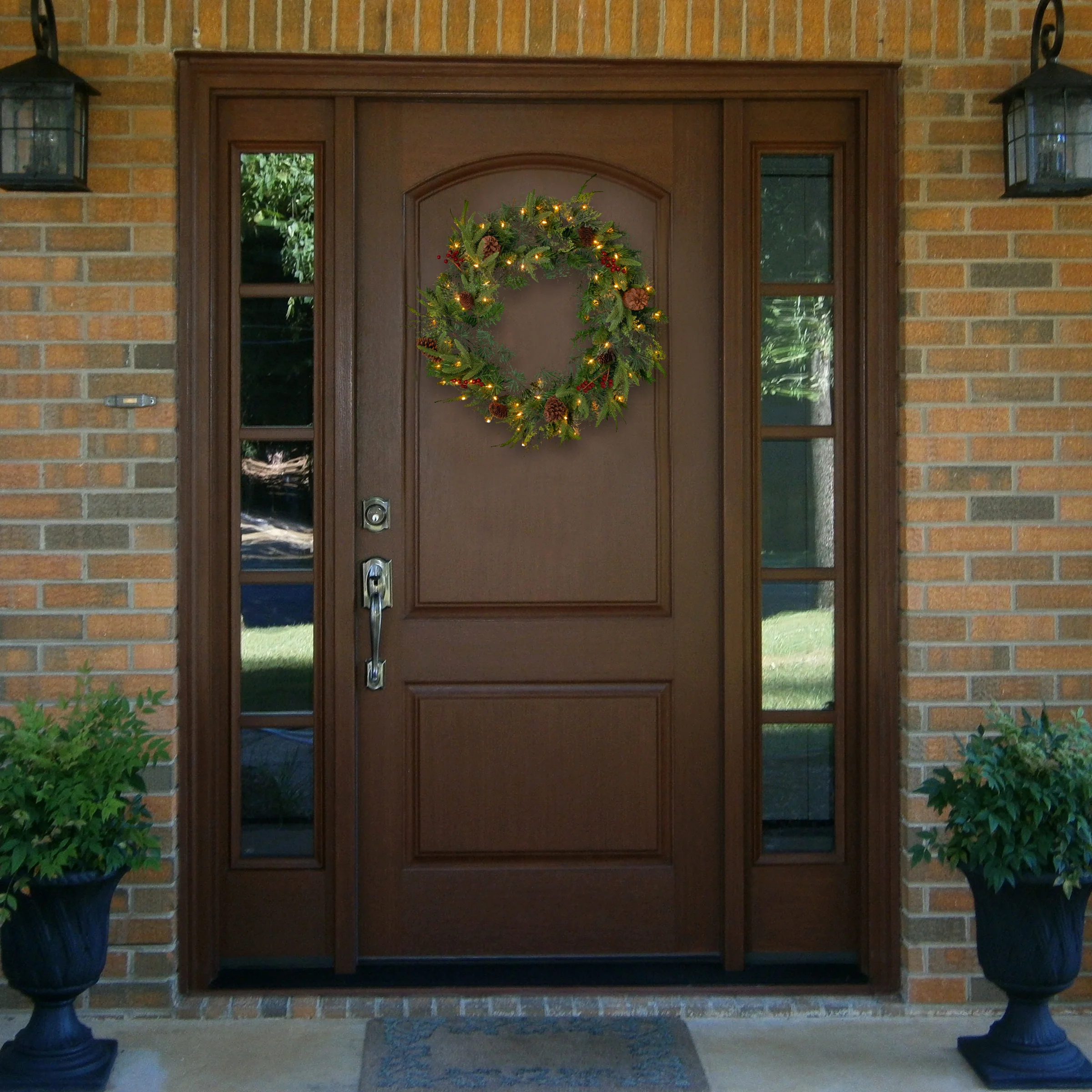 24 in. Pre-Lit Colonial Fir Wreath with Dual Color LED Lights - Image 2