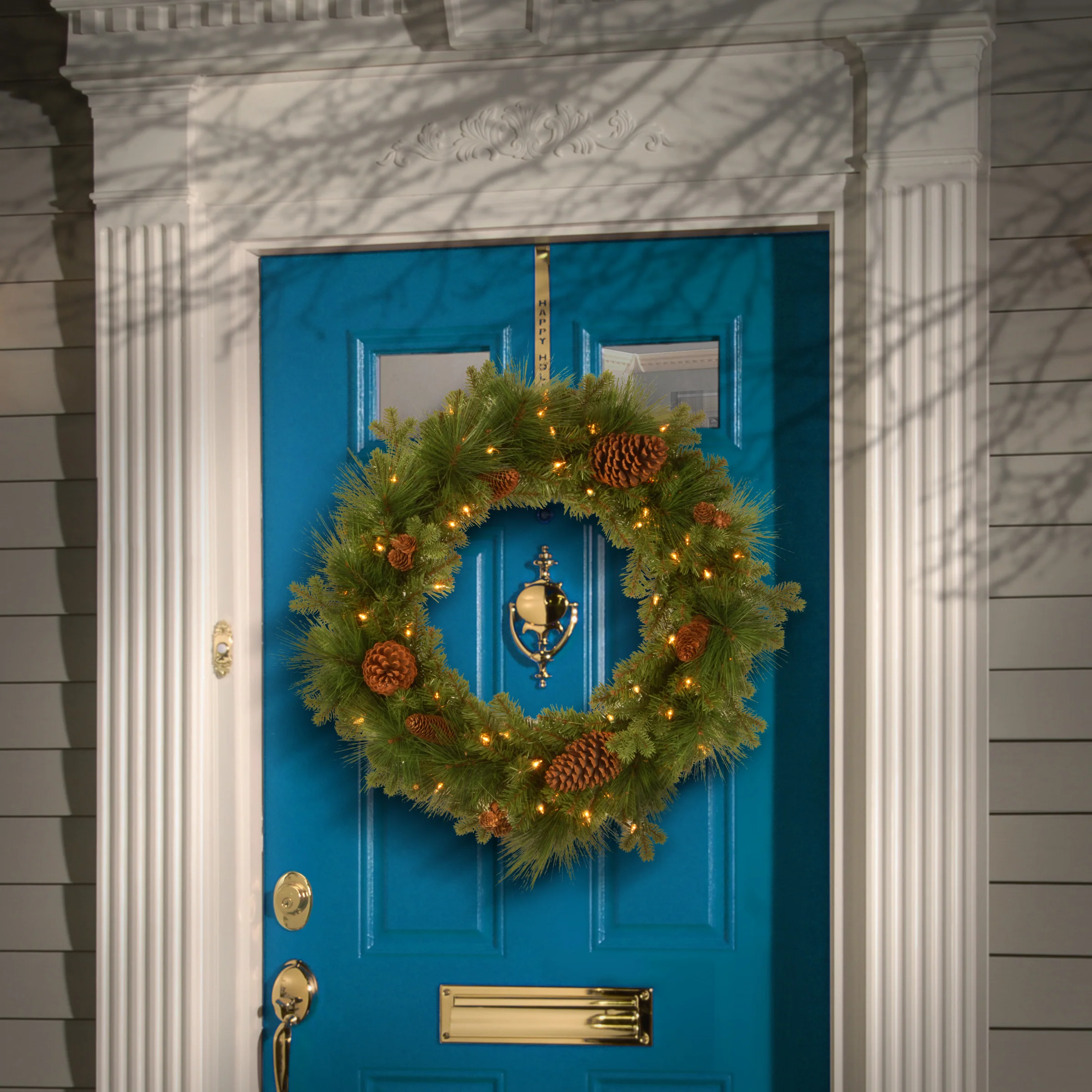 24 in. Pre-Lit Eastwood Spruce Wreath with Warm White LED Lights - Image 2