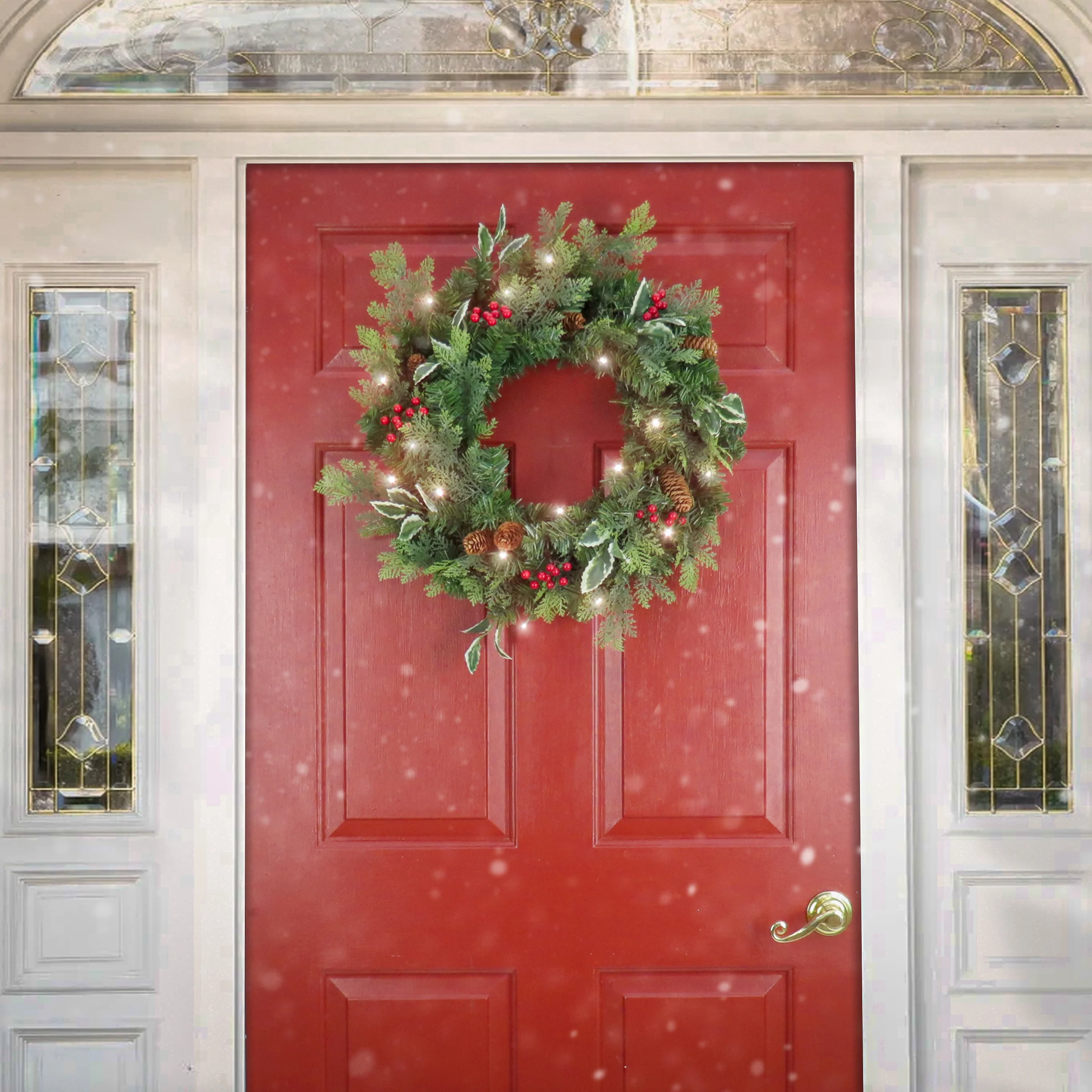 24 in. Pre-Lit First Traditions Christmas Joy Wreath - Image 2