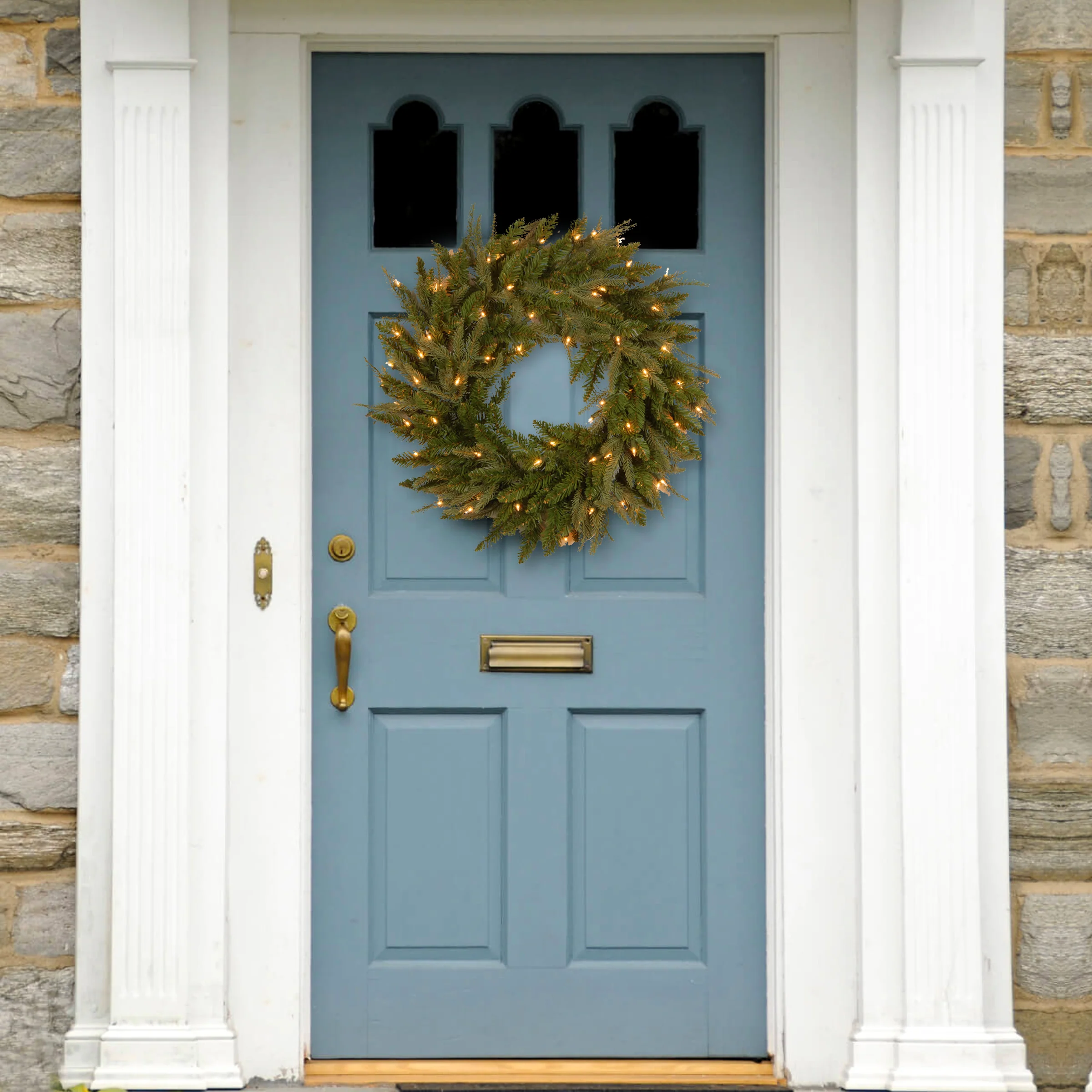 24 in. Pre-Lit Fraser Grande Wreath with Clear Lights - Image 2