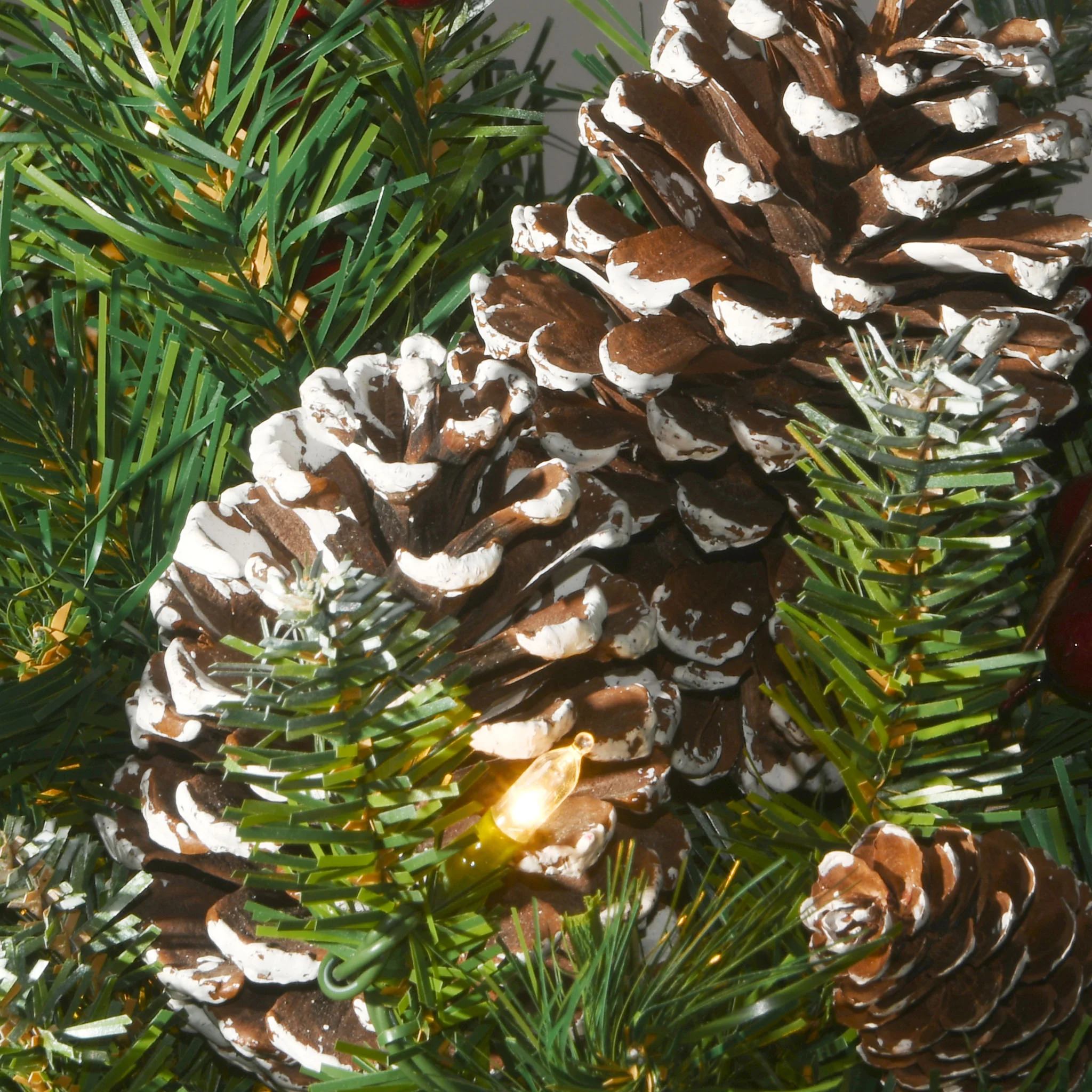 24 in. Pre-Lit Frosted Berry Wreath with Clear Lights, Plug-In - Image 3