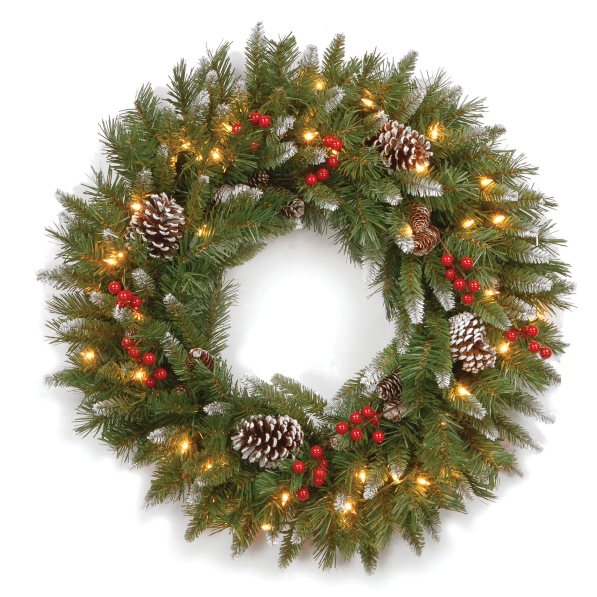 24 in. Pre-Lit Frosted Berry Wreath with Clear Lights, Plug-In - Image 5