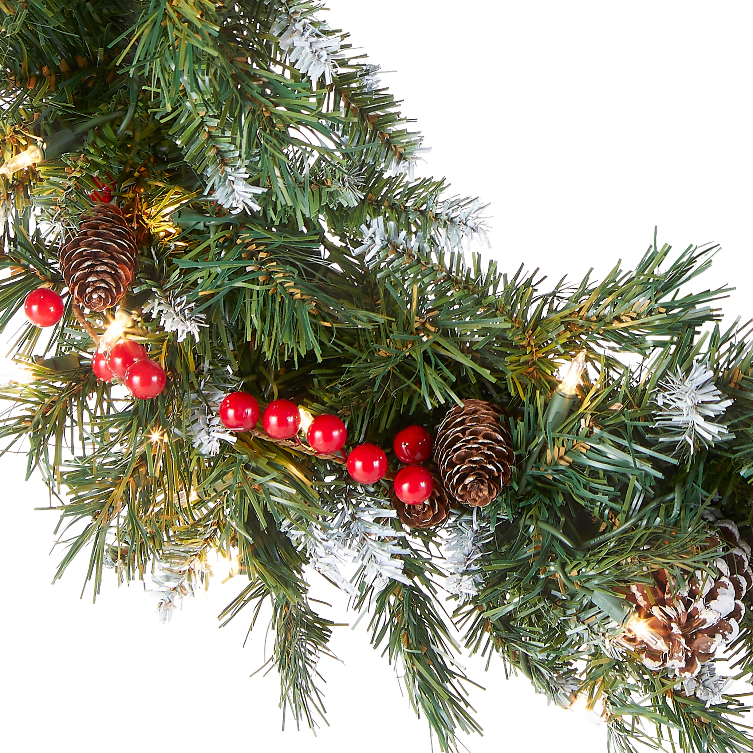 24 in. Pre-Lit Frosted Berry Wreath with Clear Lights, Plug-In - Image 6