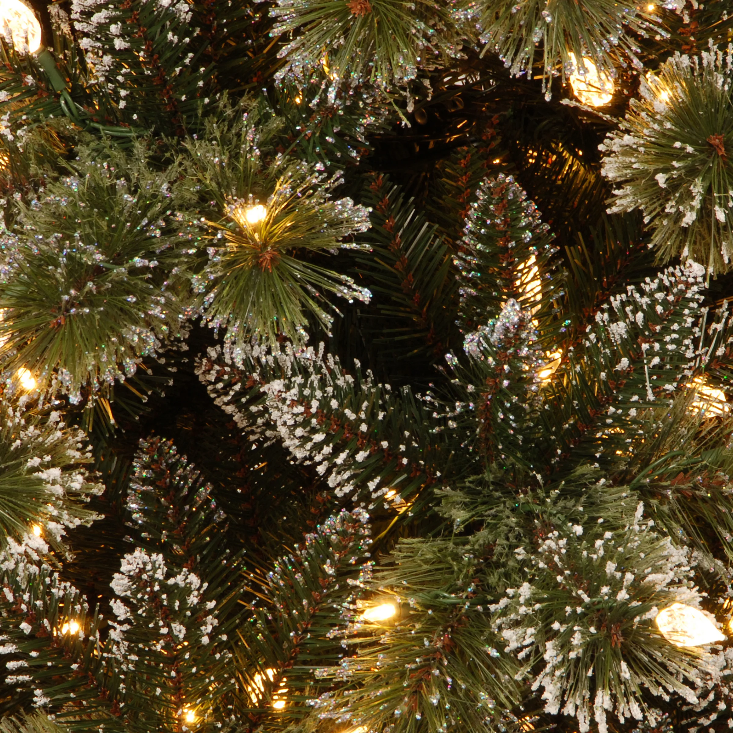 24 in. Pre-Lit Glittery Bristle Pine Wreath with Warm White LED Lights, Plug-In - Image 3