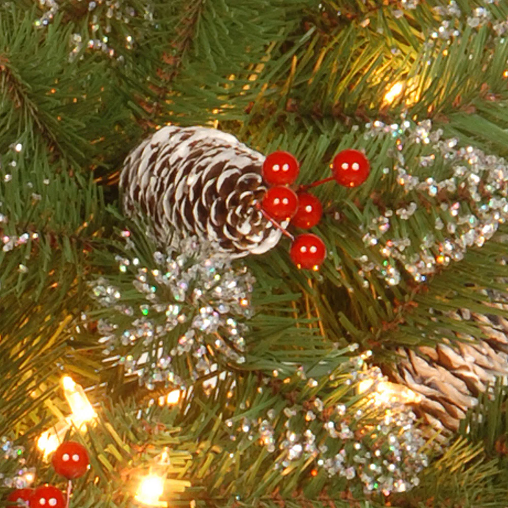 24 in. Pre-Lit Glittery Mountain Spruce with LED Lights - Image 3