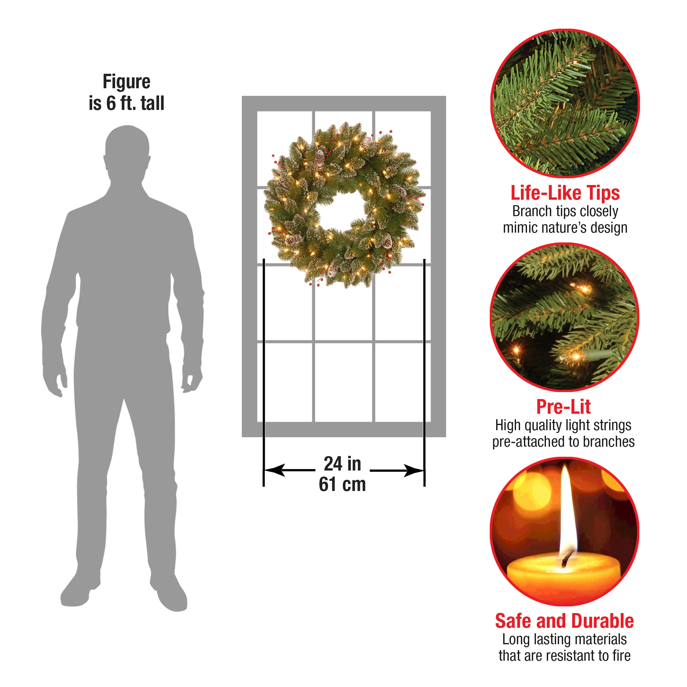 24 in. Pre-Lit Glittery Mountain Spruce with LED Lights - Image 4